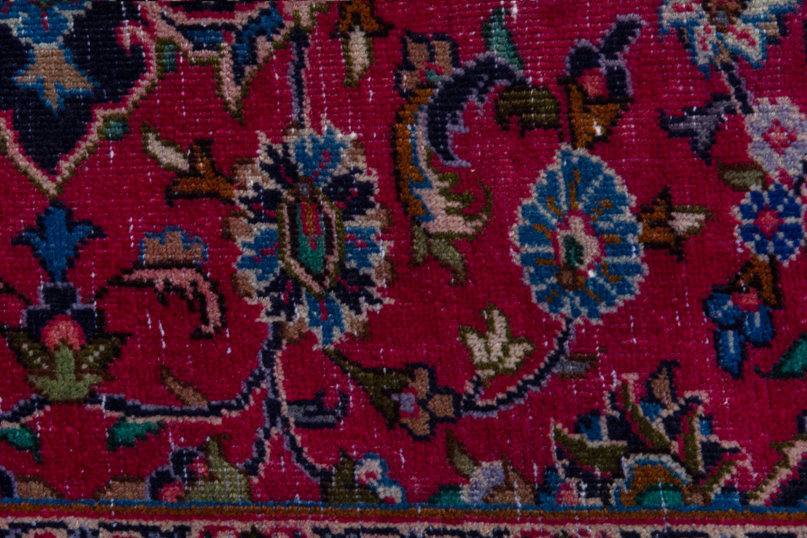 Persian Kashmar area rug in burgundy and navy, view 14 of 18