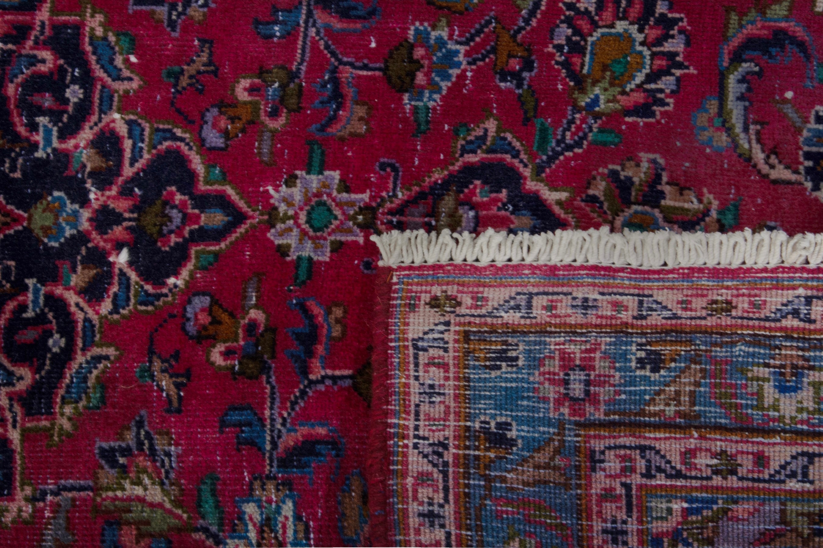 Persian Kashmar area rug in burgundy and navy, view 18 of 18