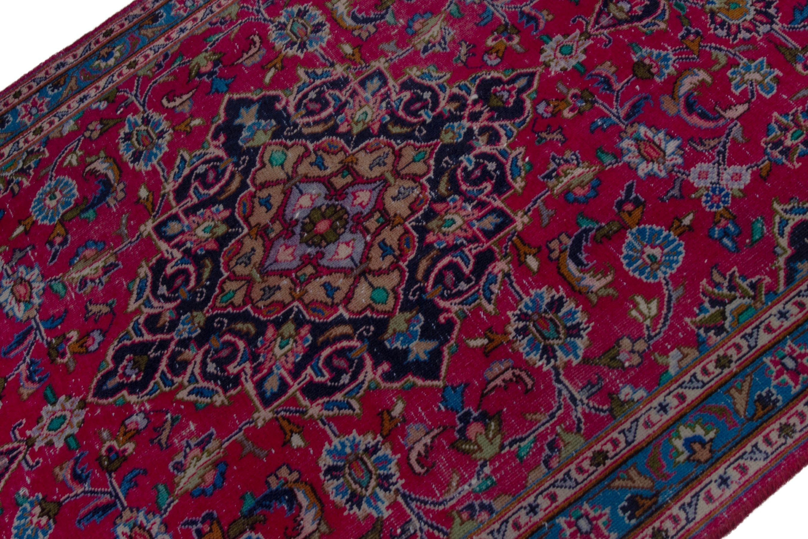 Persian Kashmar area rug in burgundy and navy, view 6 of 18