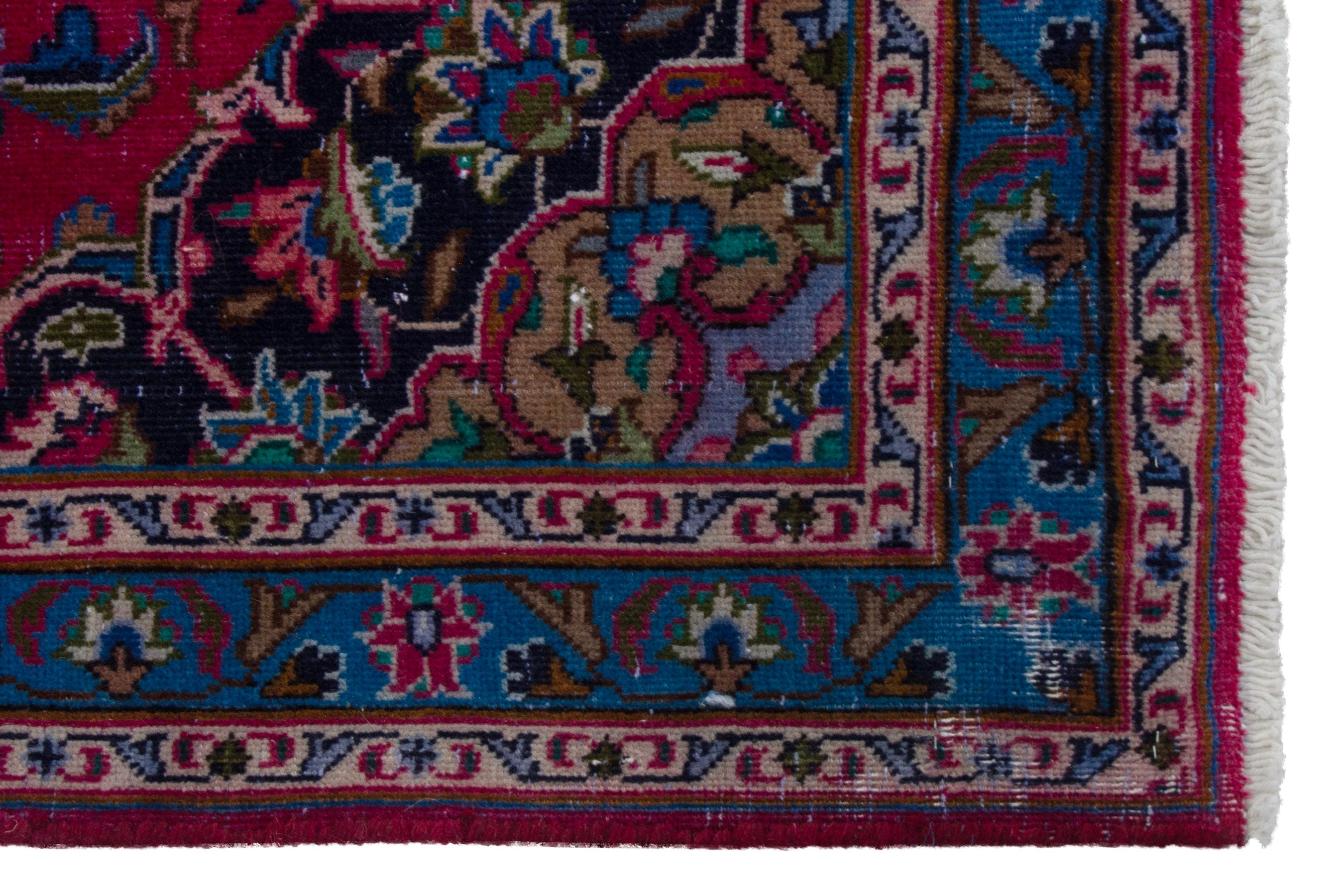 Persian Kashmar area rug in burgundy and navy, view 9 of 18