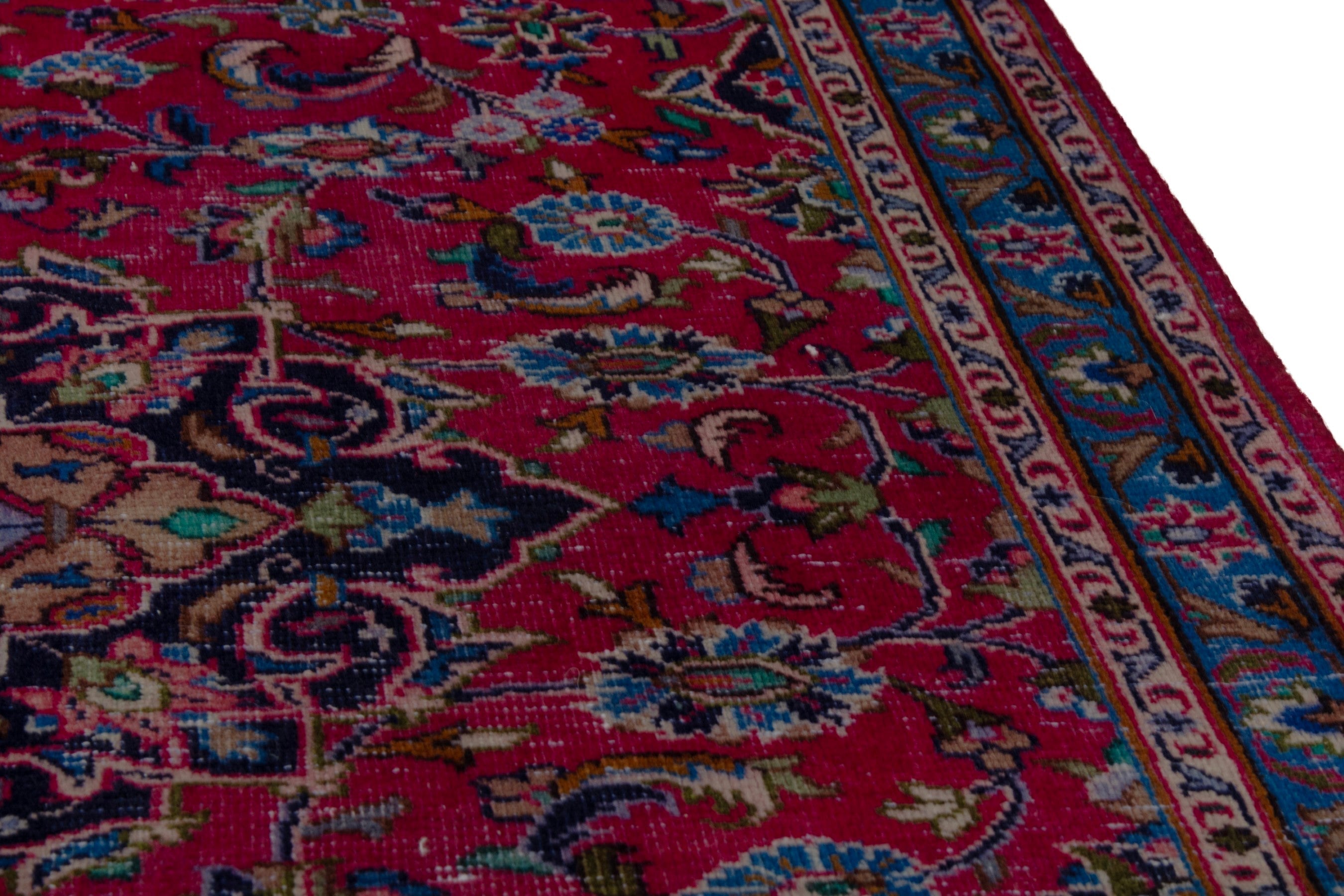 Persian Kashmar area rug in burgundy and navy, view 8 of 18