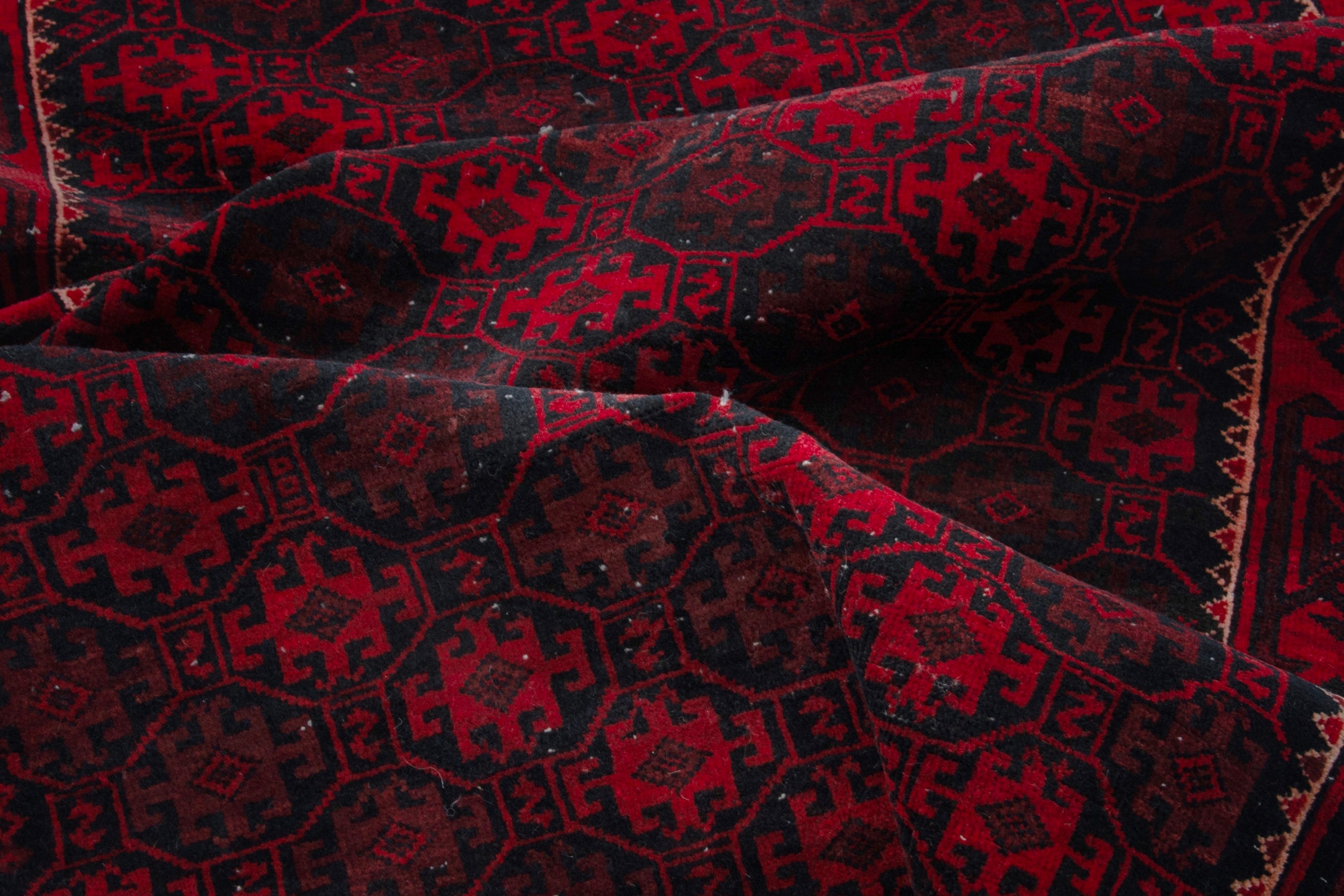 Persian Baluch runner rug in burgundy and deep red, view 16 of 17