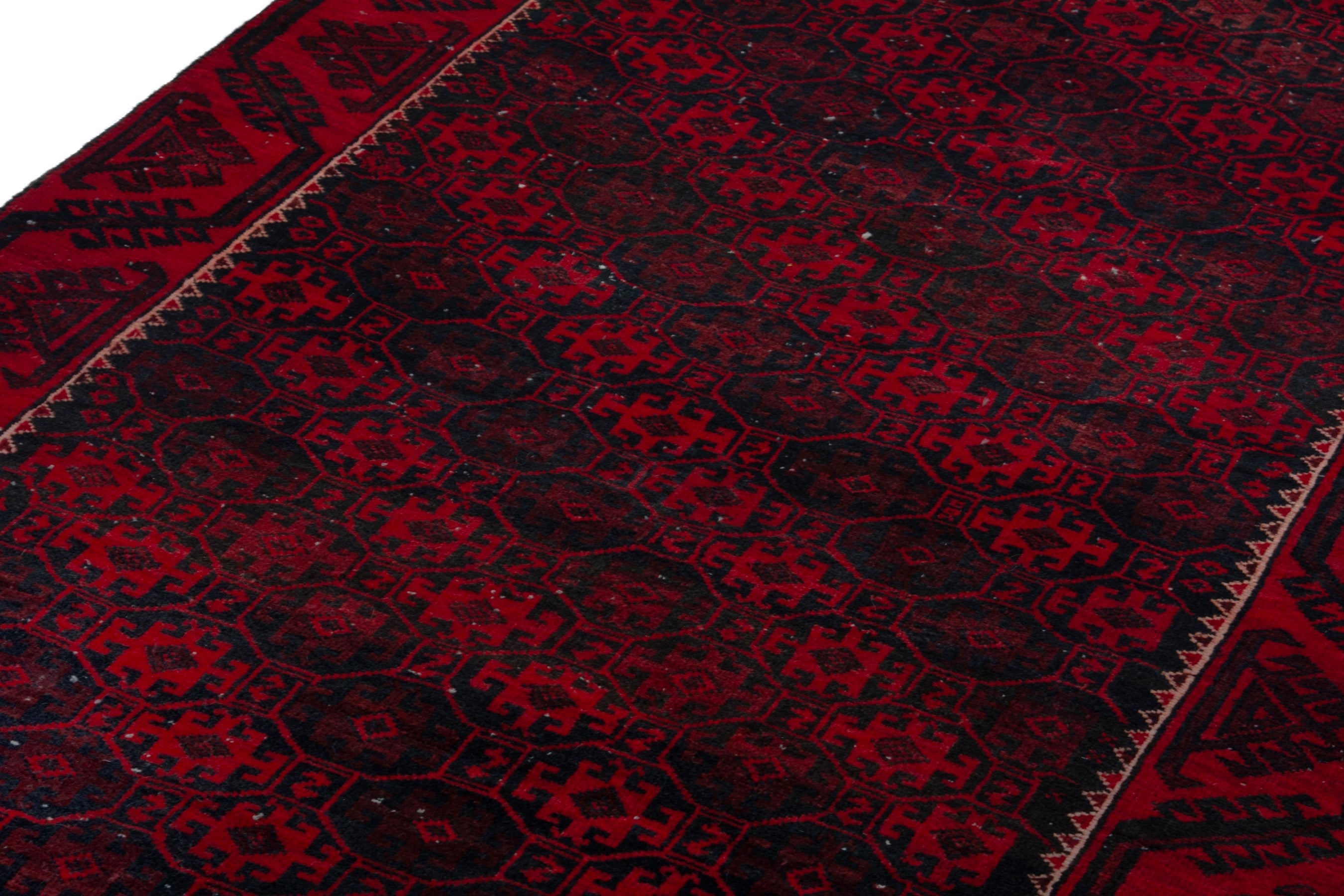 Persian Baluch runner rug in burgundy and deep red, view 7 of 17