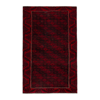 Persian Baluch runner rug in burgundy and deep red, 3'2" x 6'6"