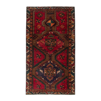 Persian Azerbaijan runner rug in deep red and dark brown, 3'5" x 7'6"