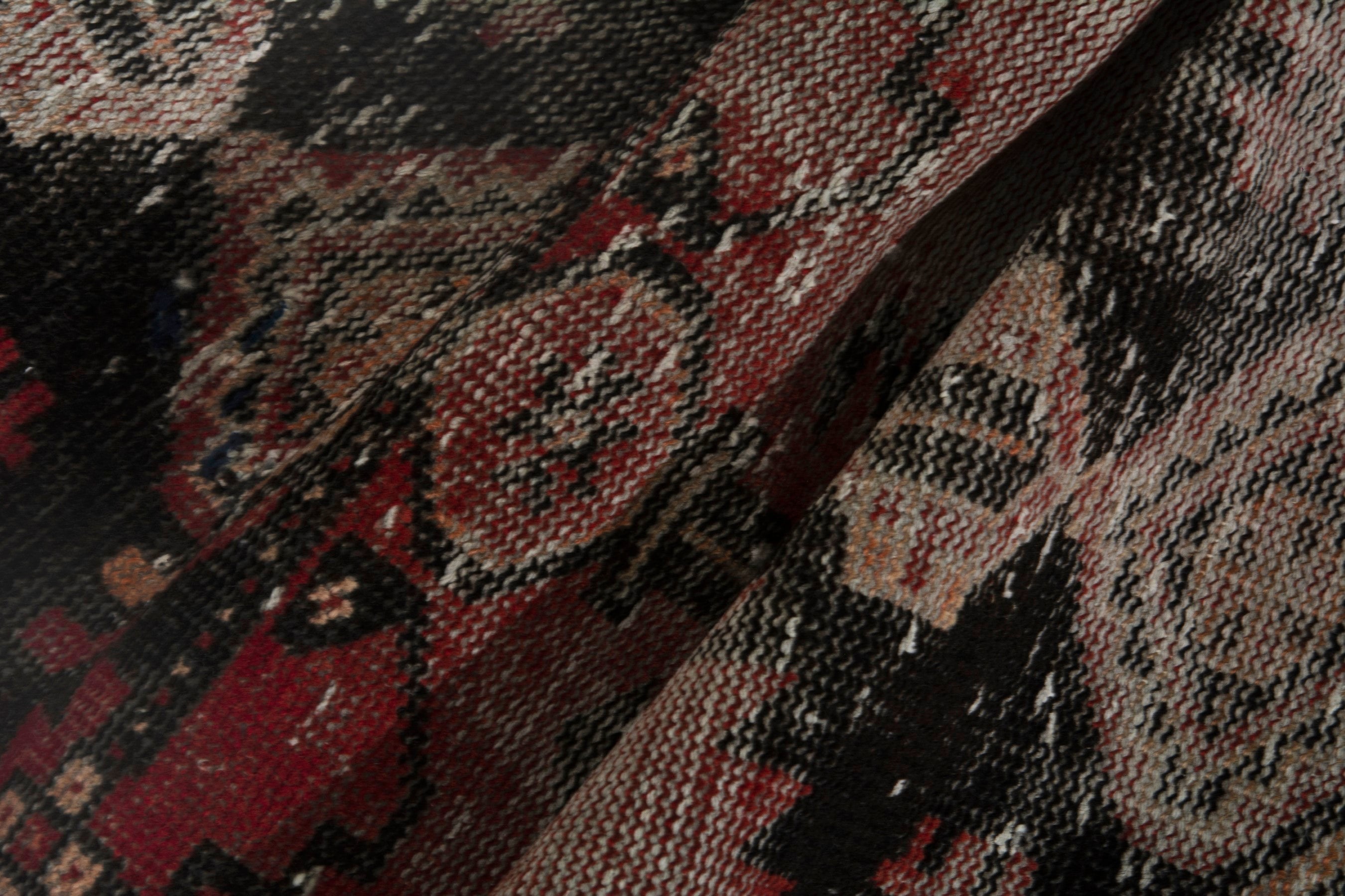 Persian Ferdos accent rug in faded red and deep red, view 13 of 16