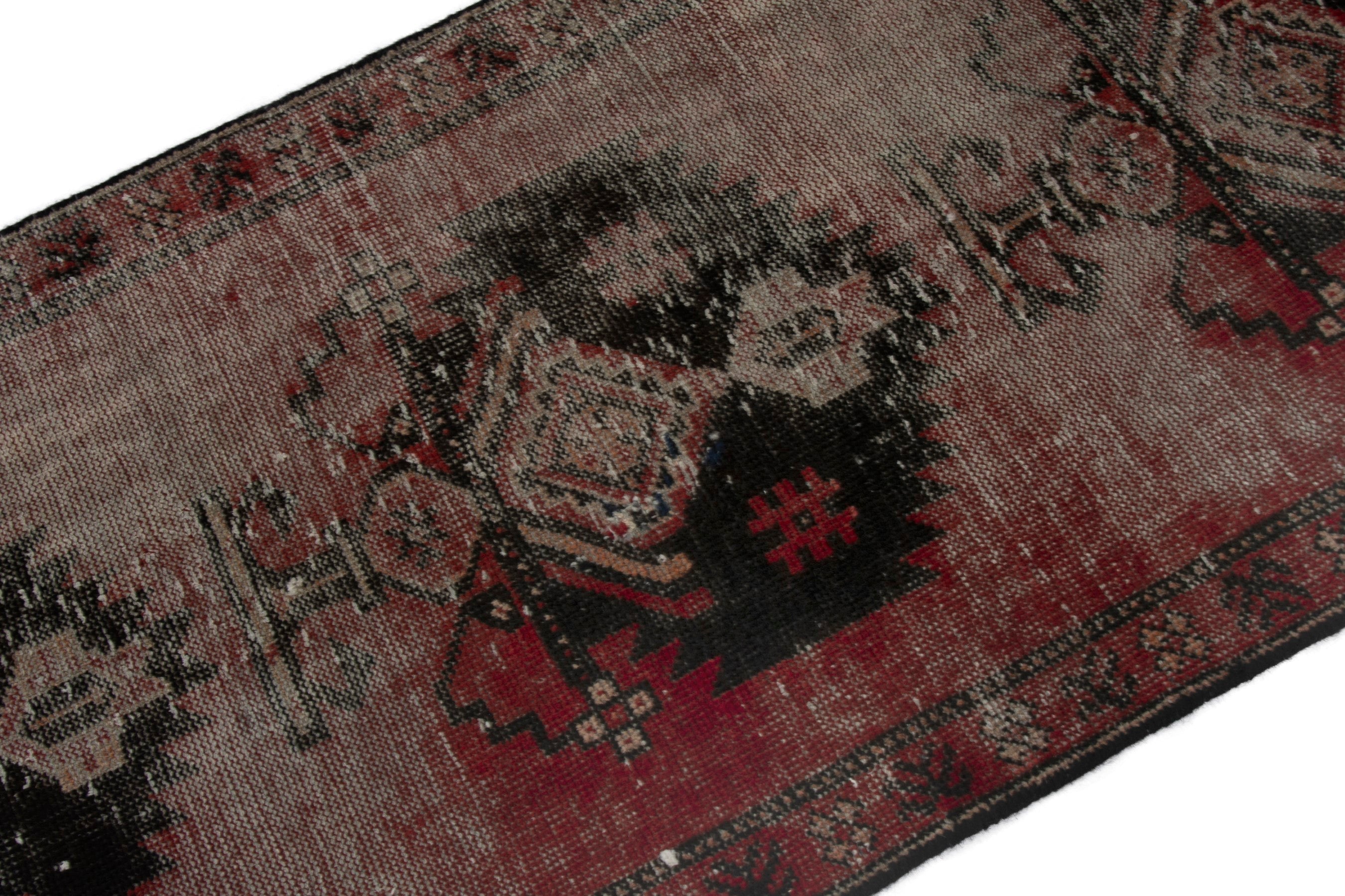 Persian Ferdos accent rug in faded red and deep red, view 6 of 16
