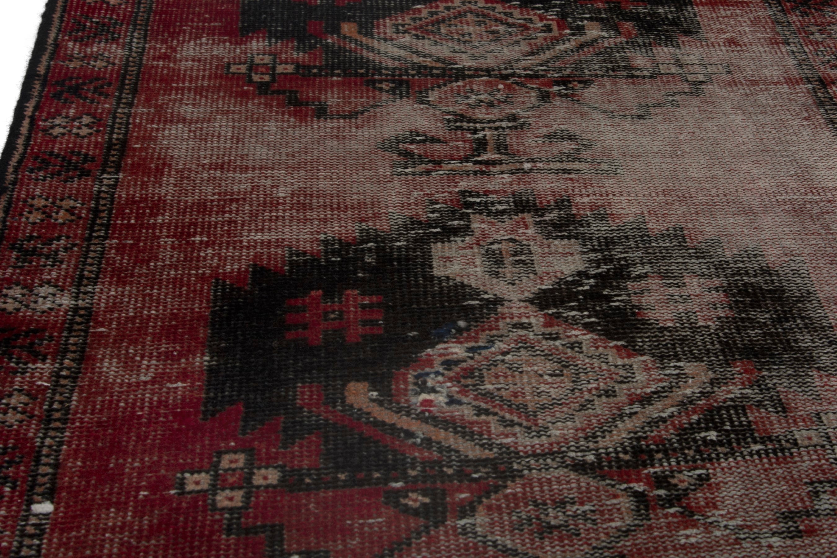Persian Ferdos accent rug in faded red and deep red, view 7 of 16