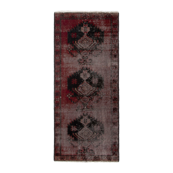 Persian Ferdos runner rug in faded red and deep red, 2'5" x 5'3"