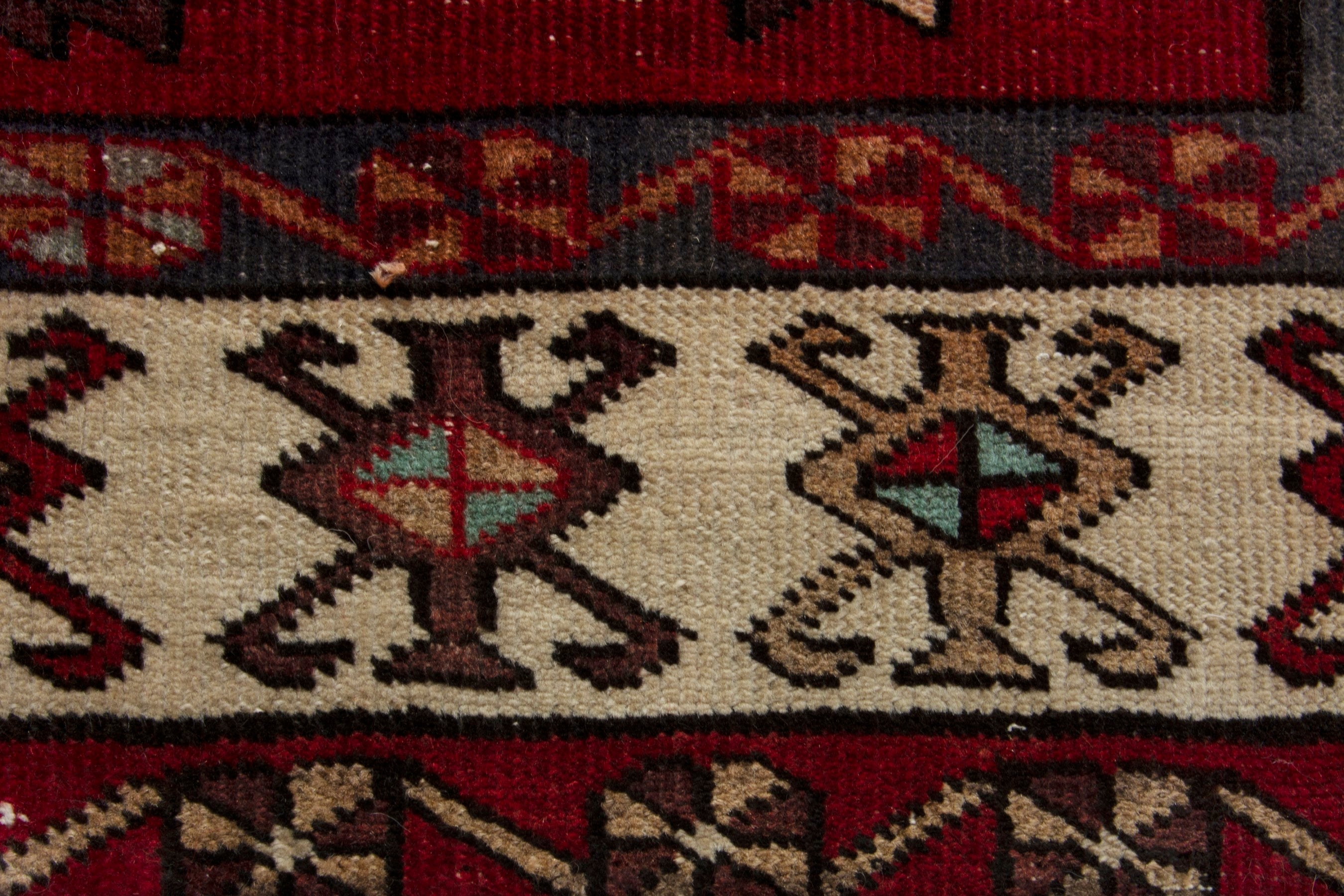 Persian Ardabil area rug in deep red and cream, view 10 of 17