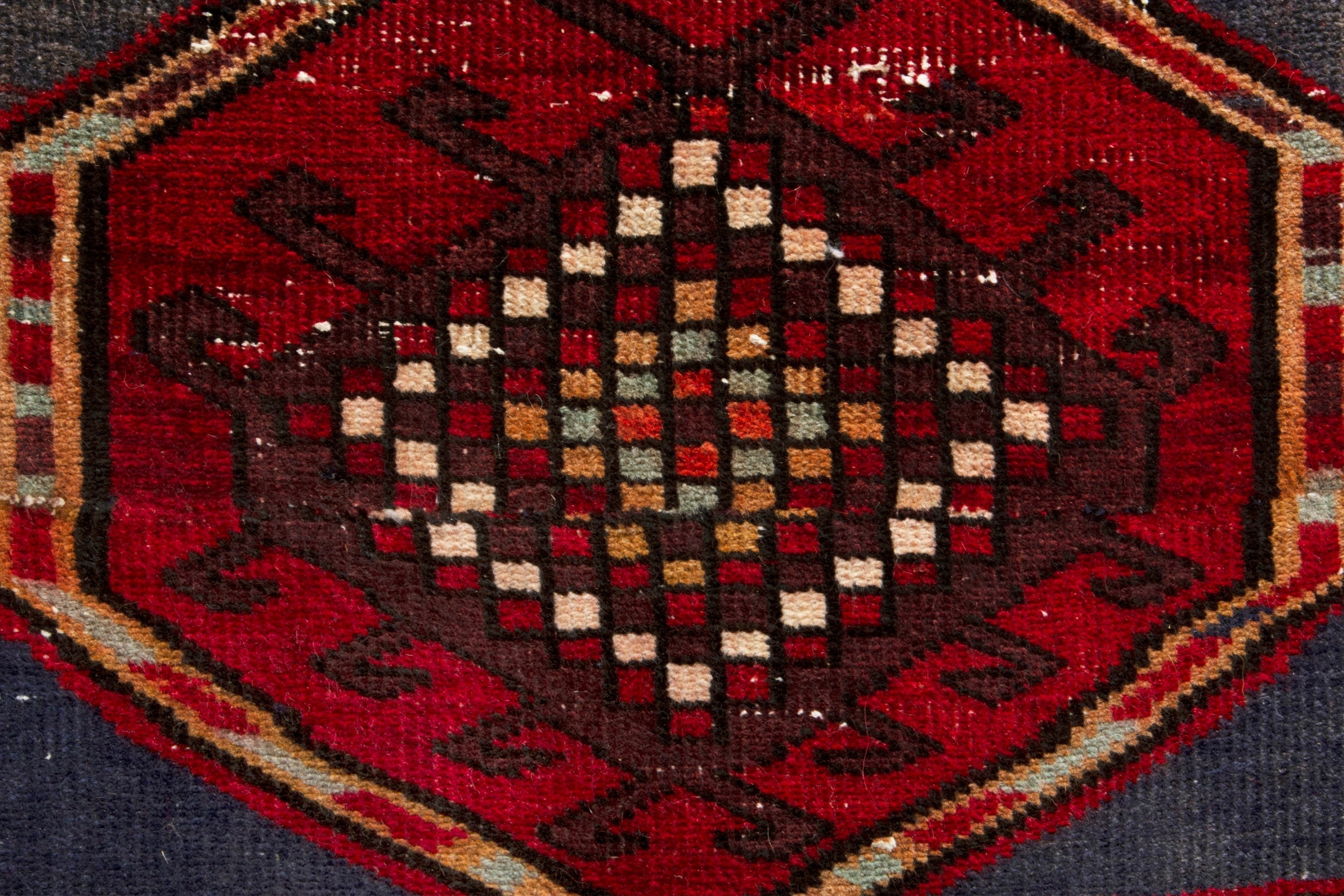 Persian Ardabil area rug in deep red and cream, view 12 of 17