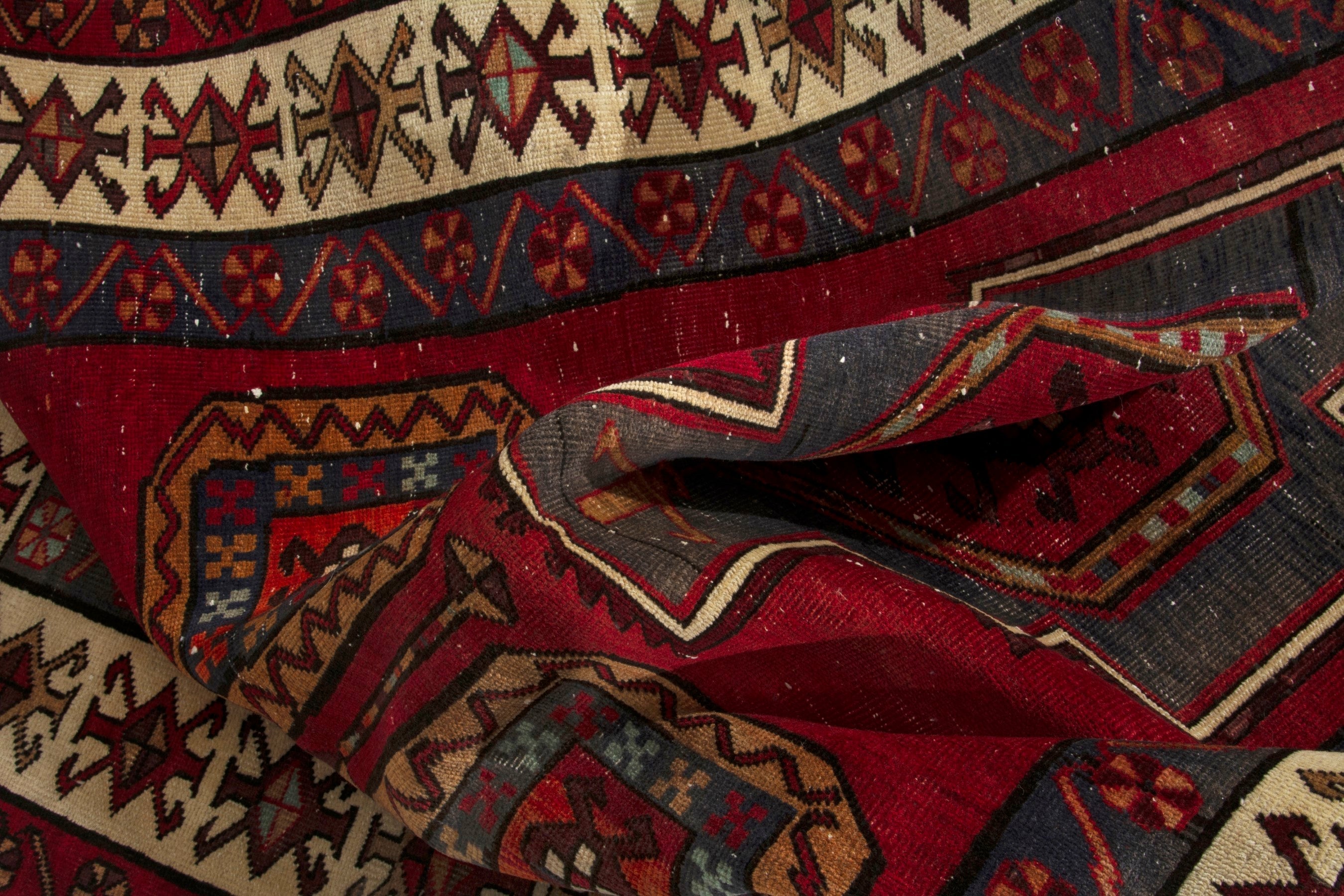 Persian Ardabil area rug in deep red and cream, view 16 of 17