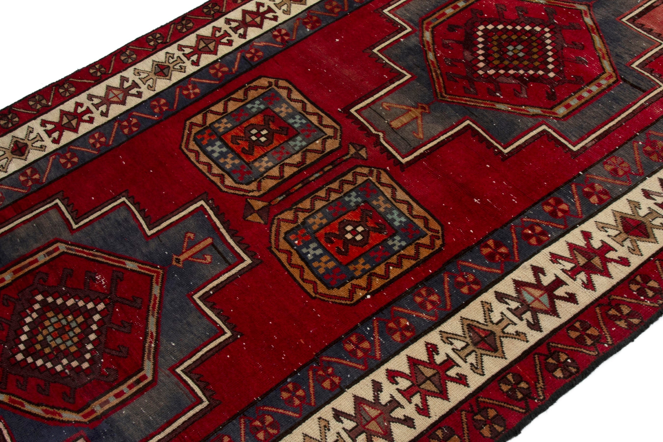 Persian Ardabil area rug in deep red and cream, view 6 of 17