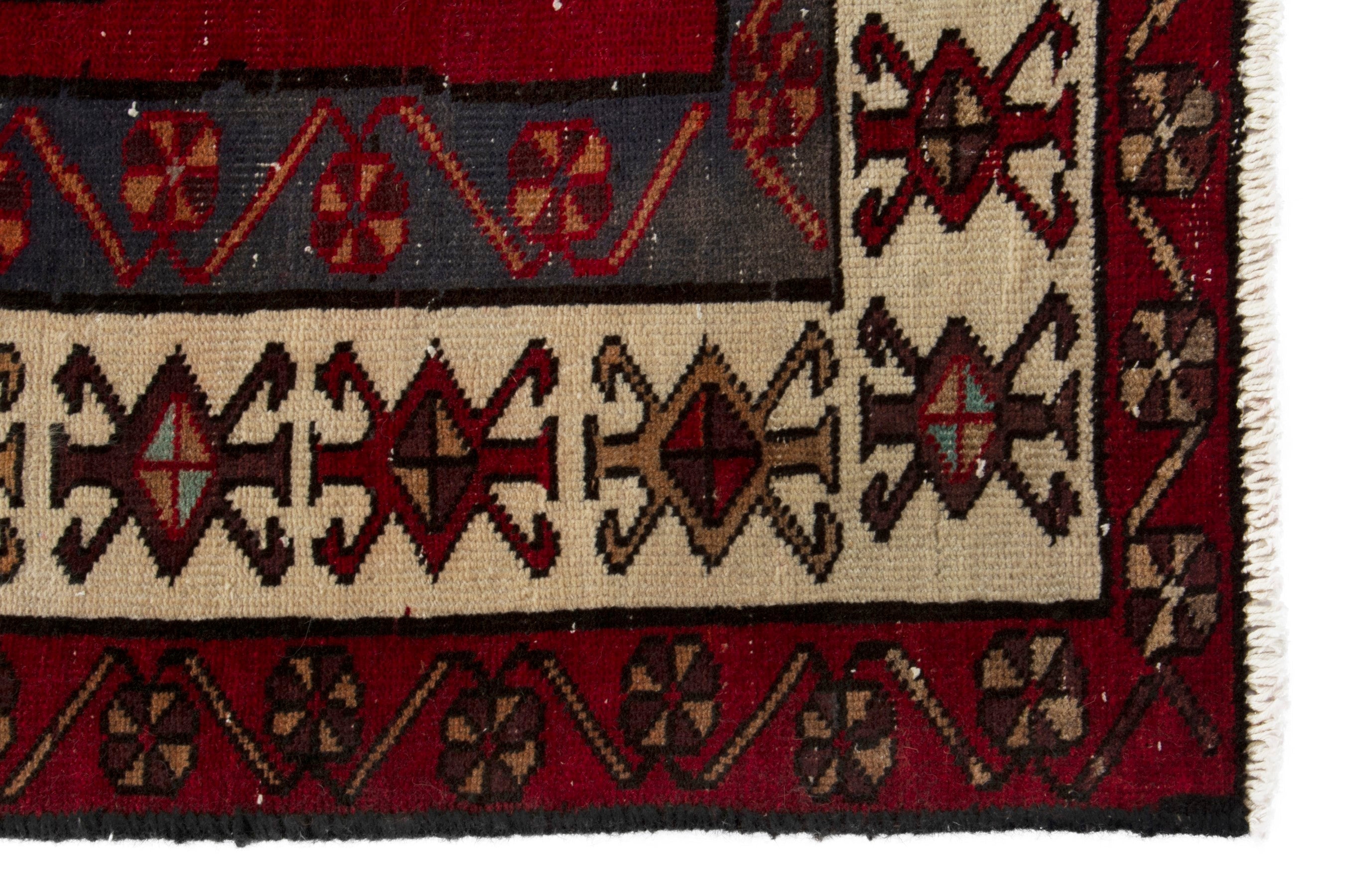 Persian Ardabil area rug in deep red and cream, view 9 of 17