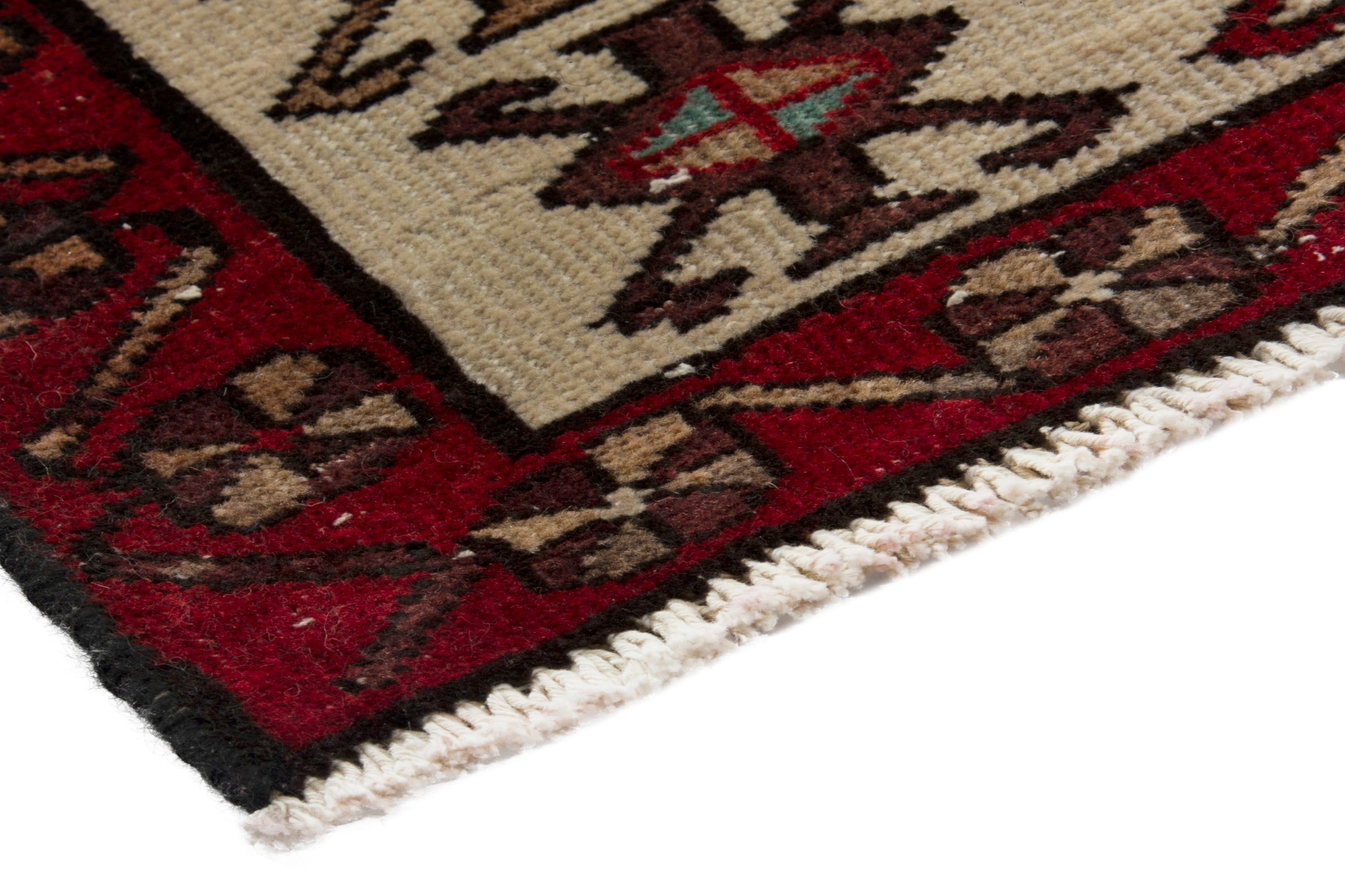 Persian Ardabil area rug in deep red and cream, view 4 of 17