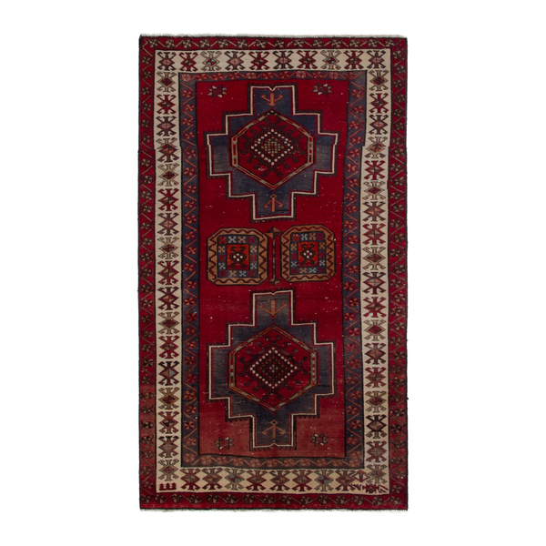Persian Ardabil area rug in deep red and cream, 4'2" x 7'1"