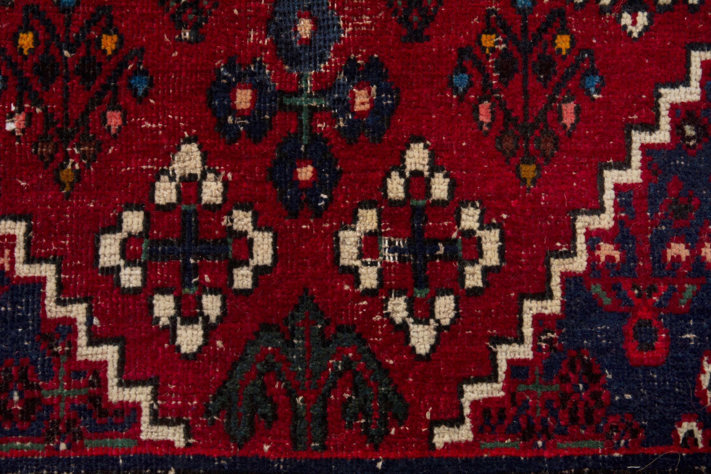 Persian Joshaghan area rug in burgundy and deep red, view 12 of 18