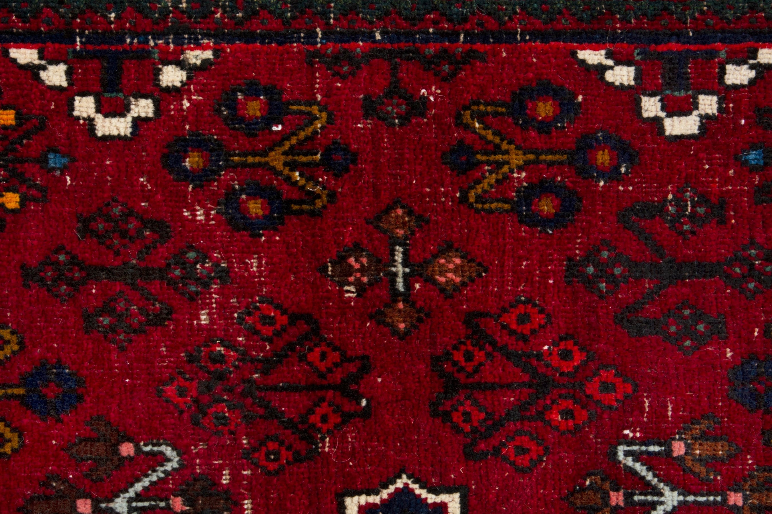 Persian Joshaghan area rug in burgundy and deep red, view 13 of 18