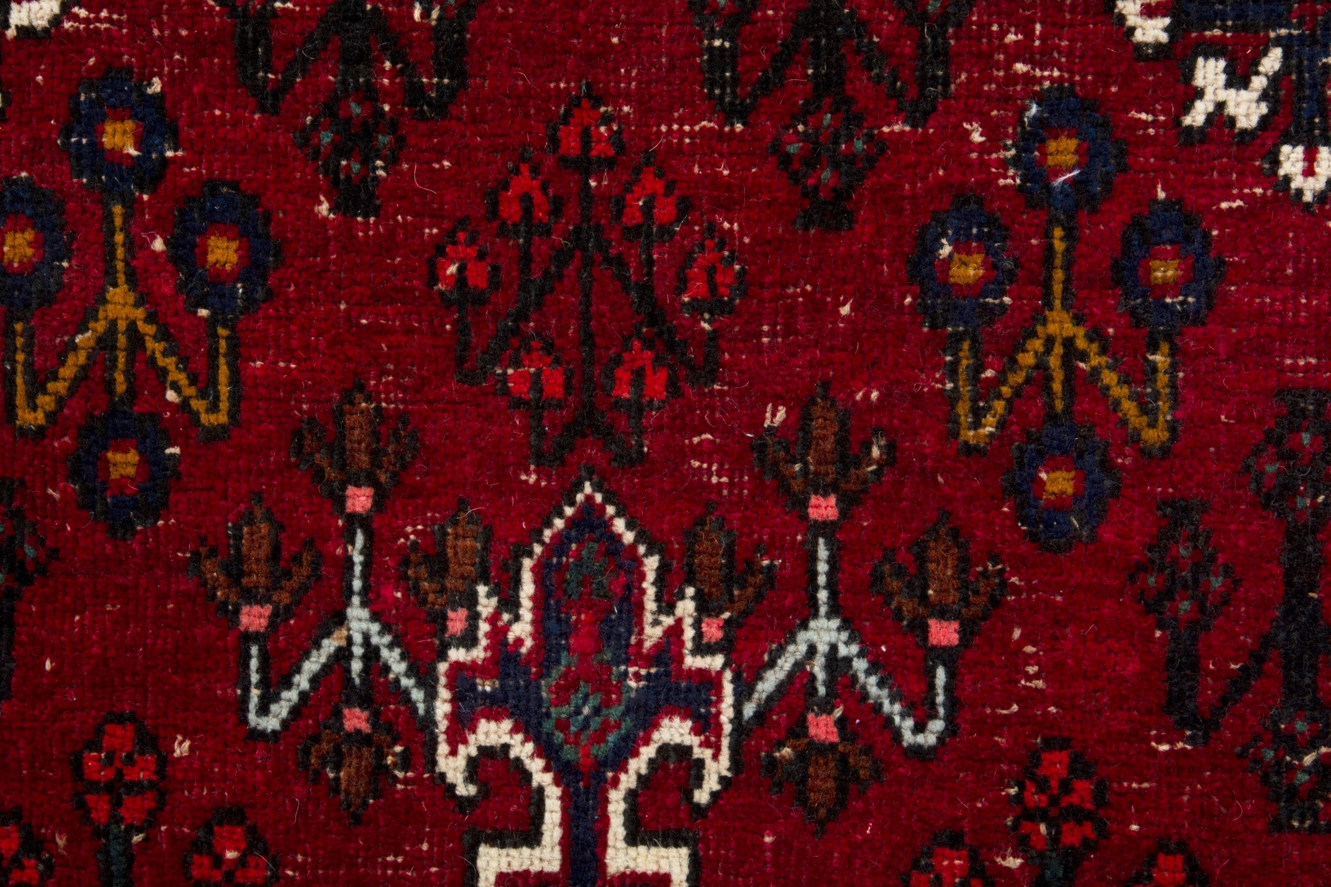 Persian Joshaghan area rug in burgundy and deep red, view 14 of 18