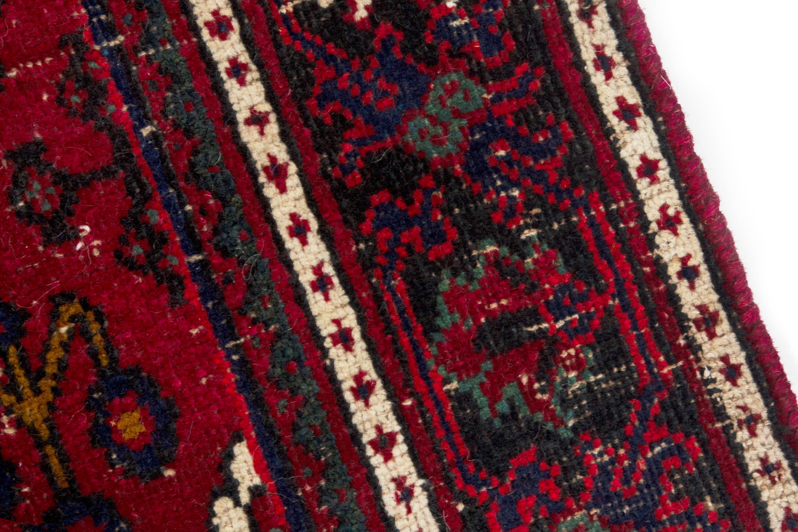 Persian Joshaghan area rug in burgundy and deep red, view 9 of 18