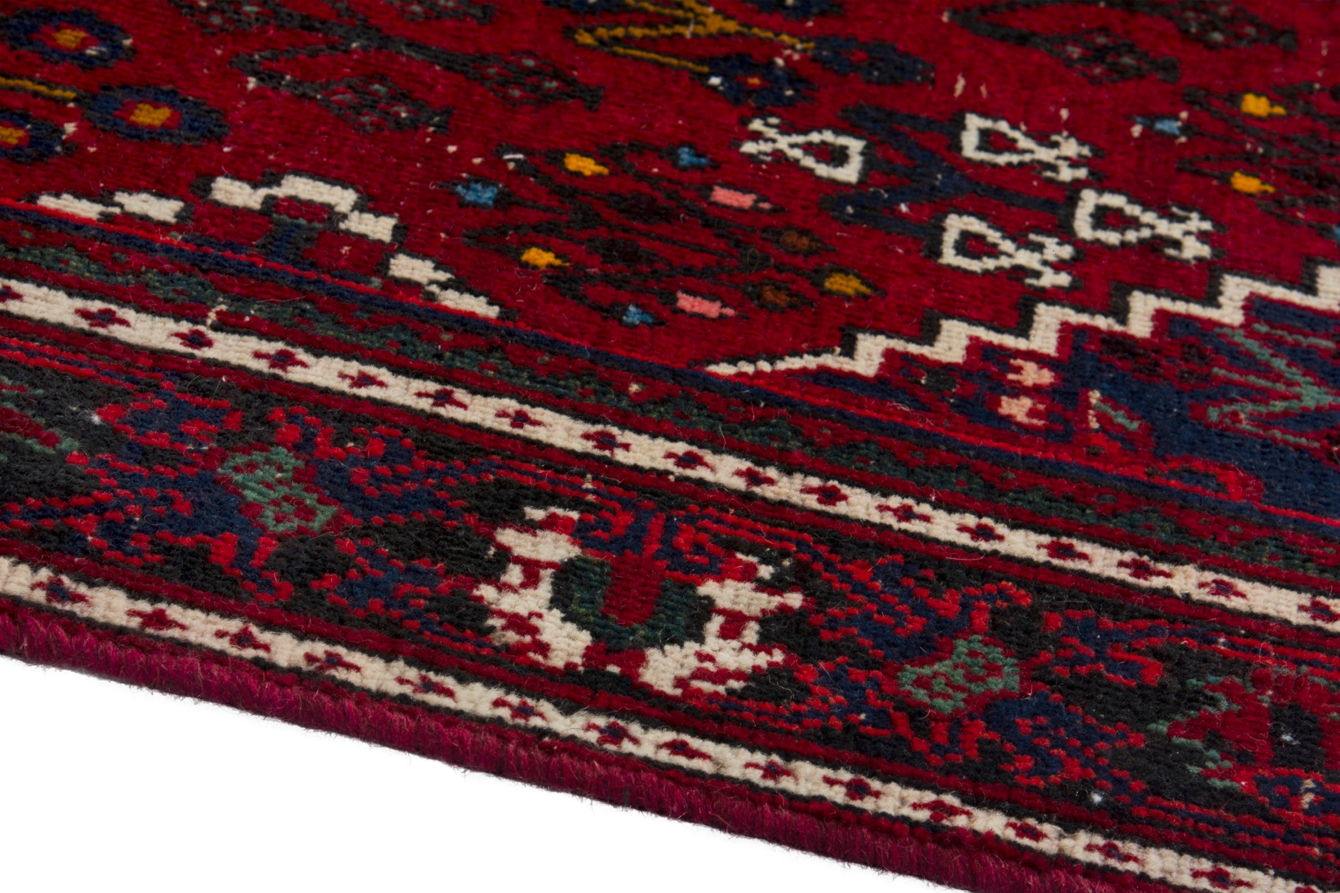 Persian Joshaghan area rug in burgundy and deep red, view 5 of 18
