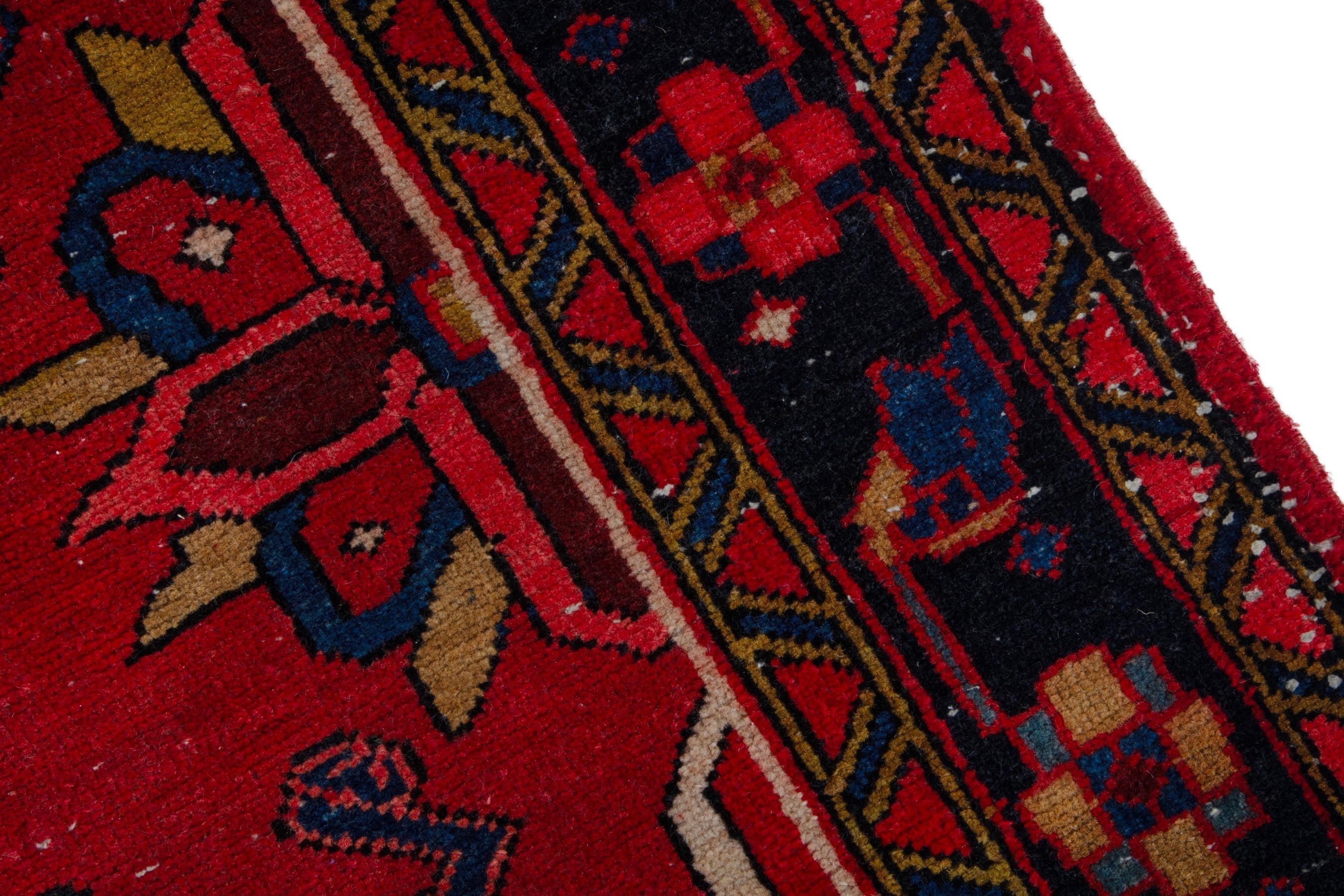 Persian Gorevan runner rug in deep red and burgundy, view 9 of 20