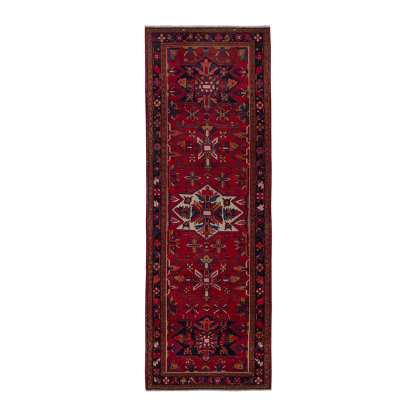 Persian Goravan runner rug in deep red and burgundy, 3'5" x 11'1"