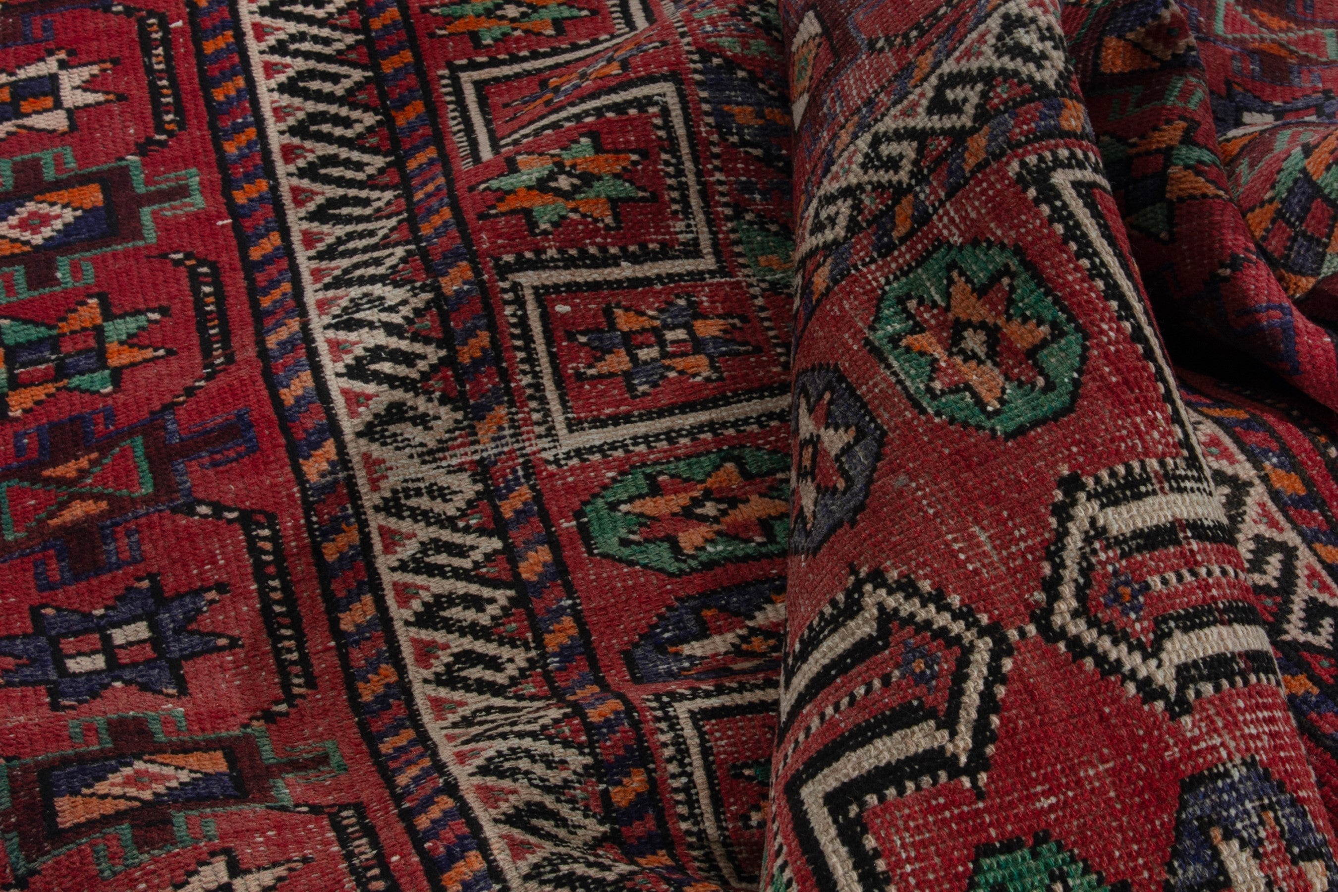 Persian Ghoochan runner rug in burgundy and deep red, view 17 of 18