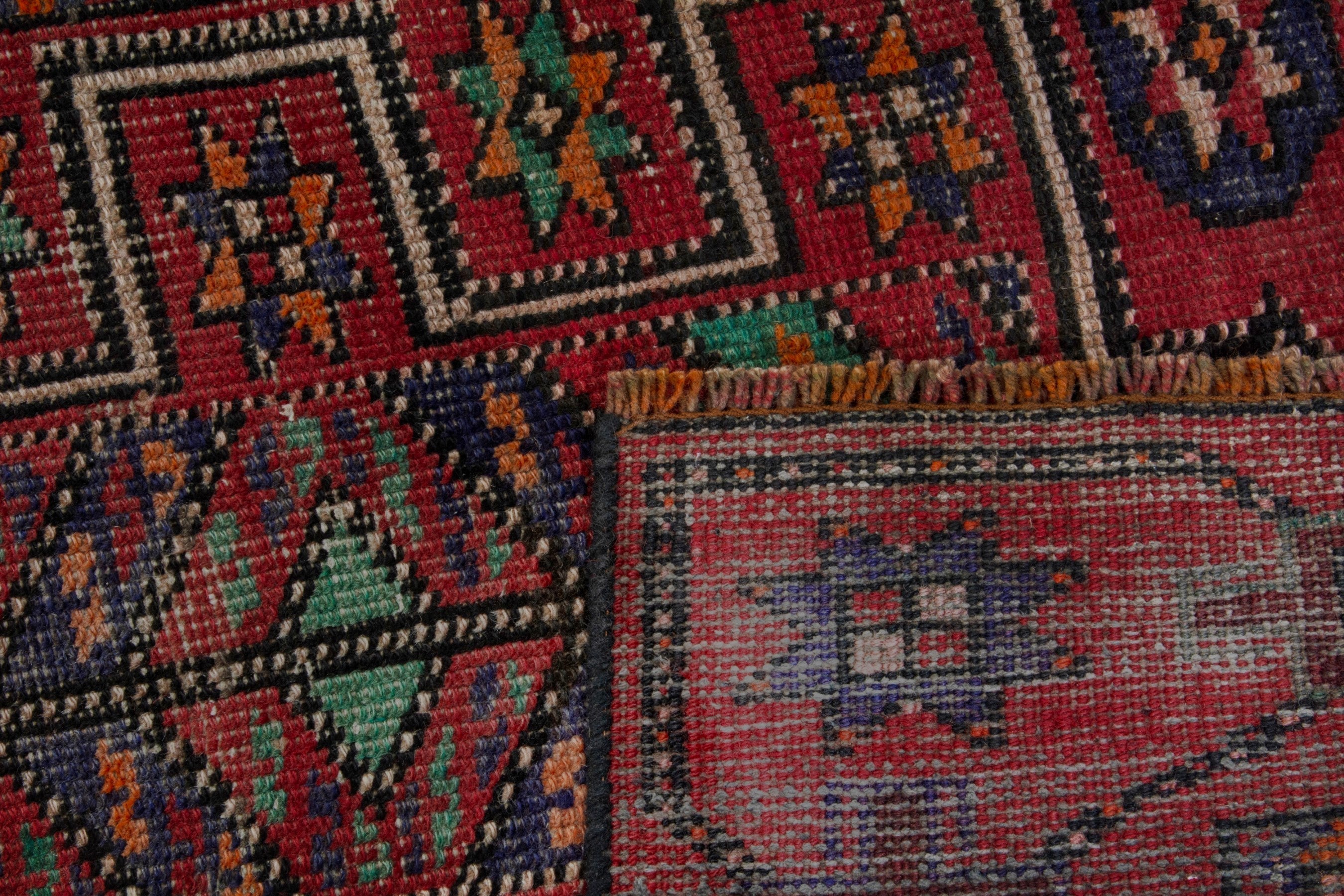 Persian Ghoochan runner rug in burgundy and deep red, view 18 of 18
