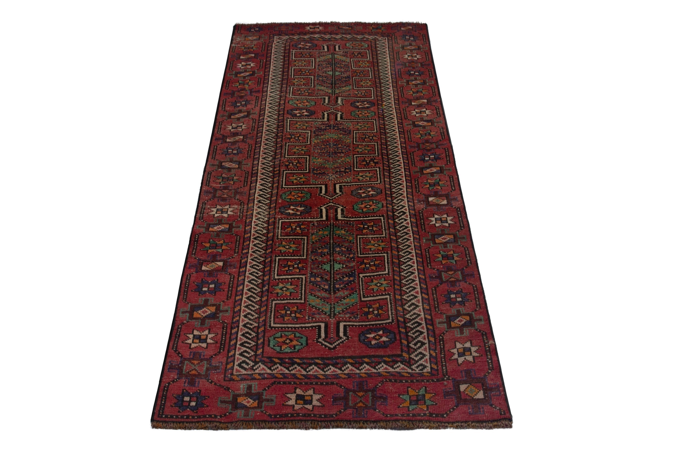 Persian Ghoochan runner rug in burgundy and deep red, view 2 of 18