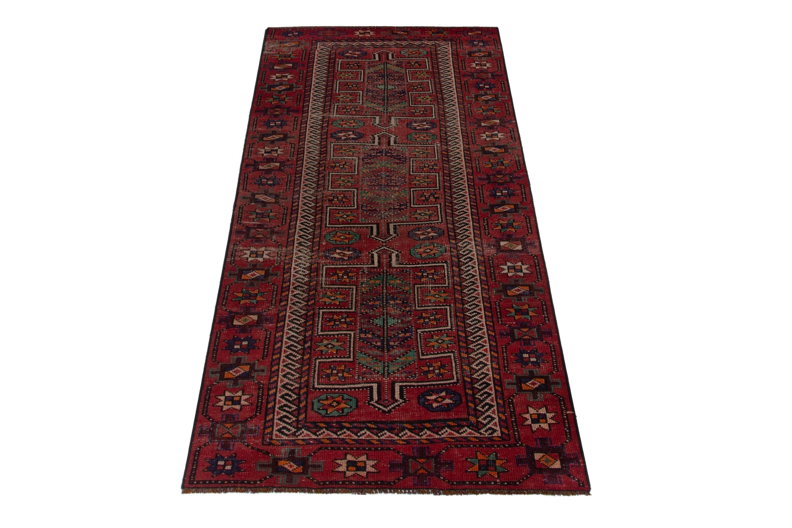 Persian Ghoochan runner rug in burgundy and deep red, view 3 of 18