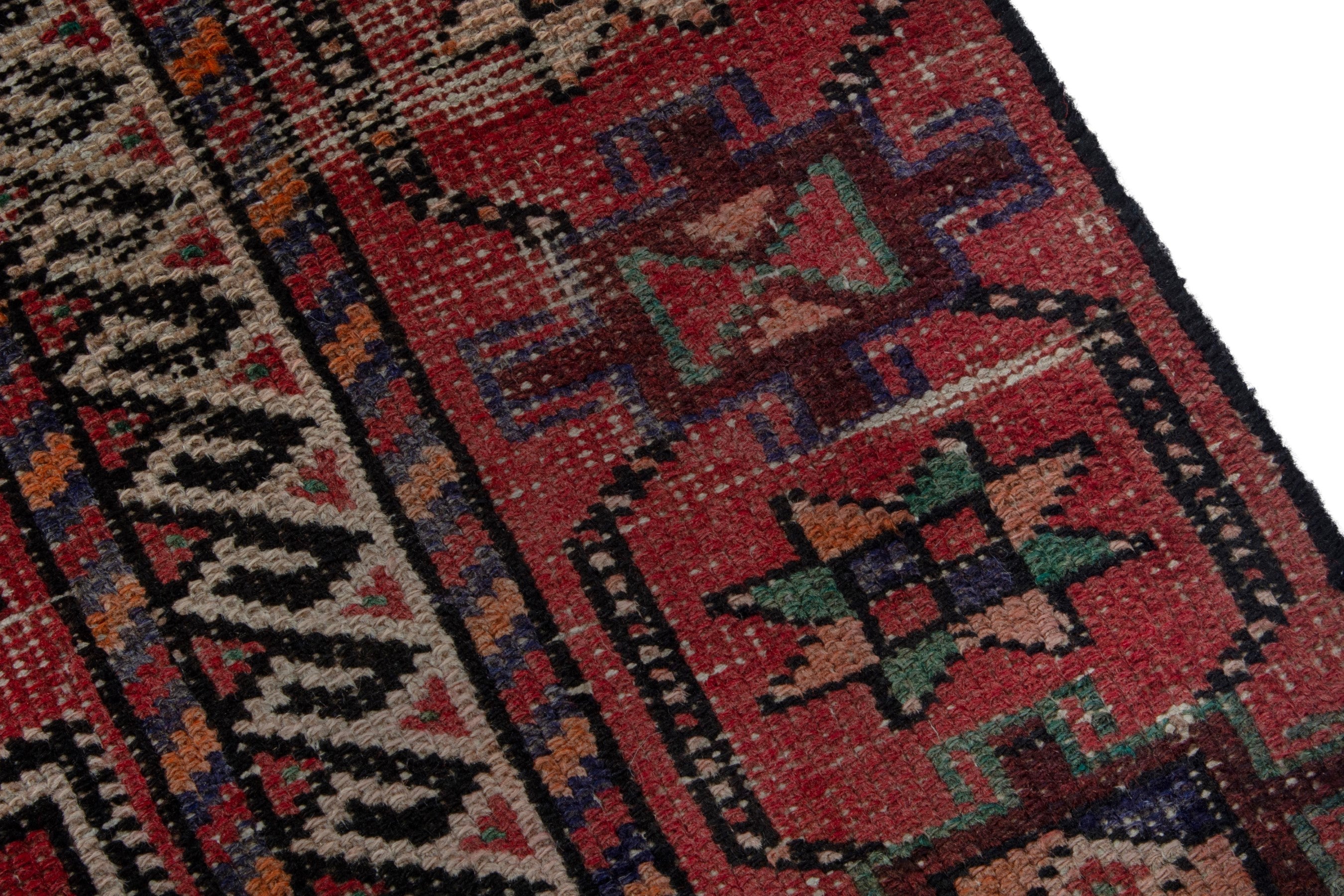 Persian Ghoochan runner rug in burgundy and deep red, view 9 of 18