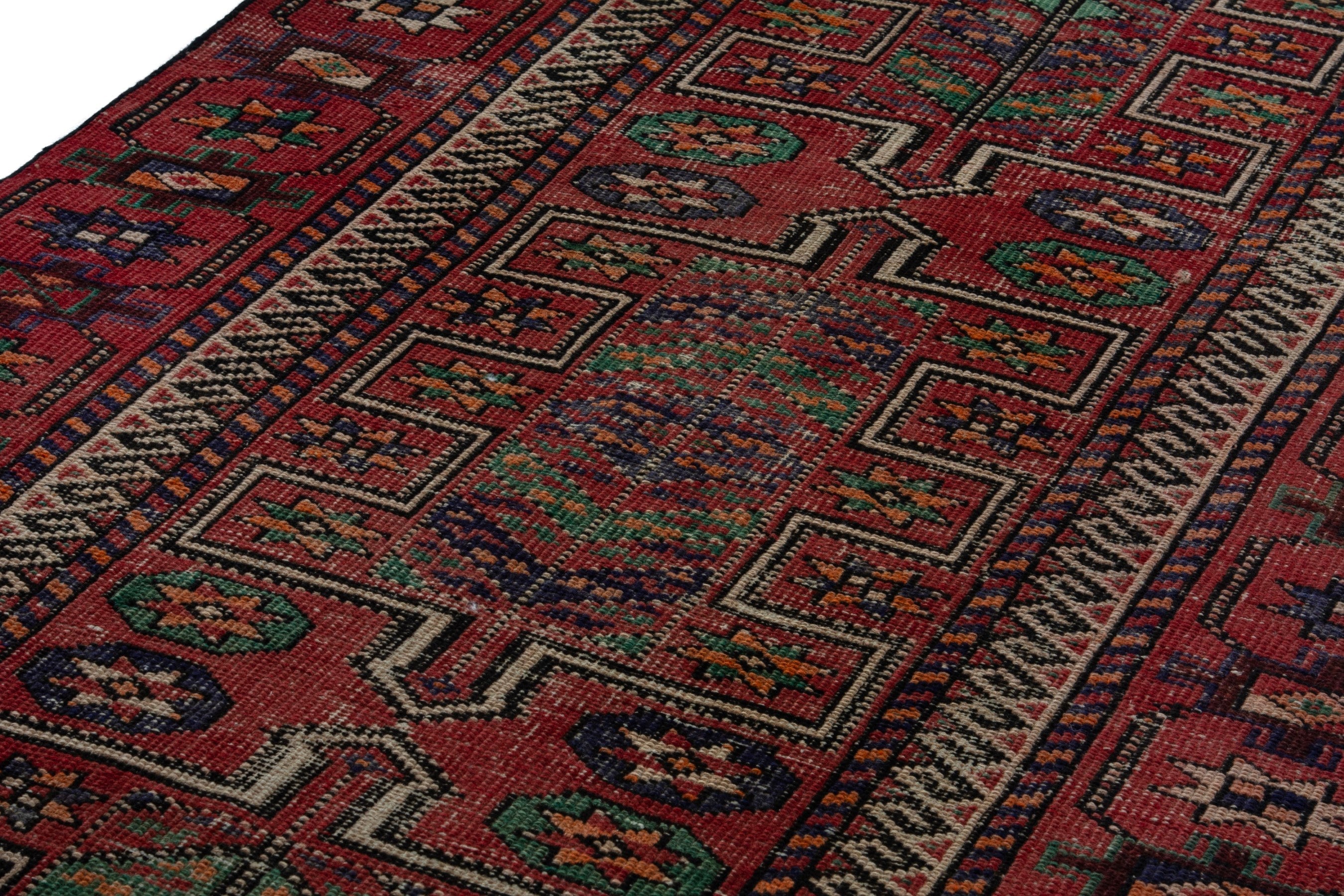 Persian Ghoochan runner rug in burgundy and deep red, view 7 of 18