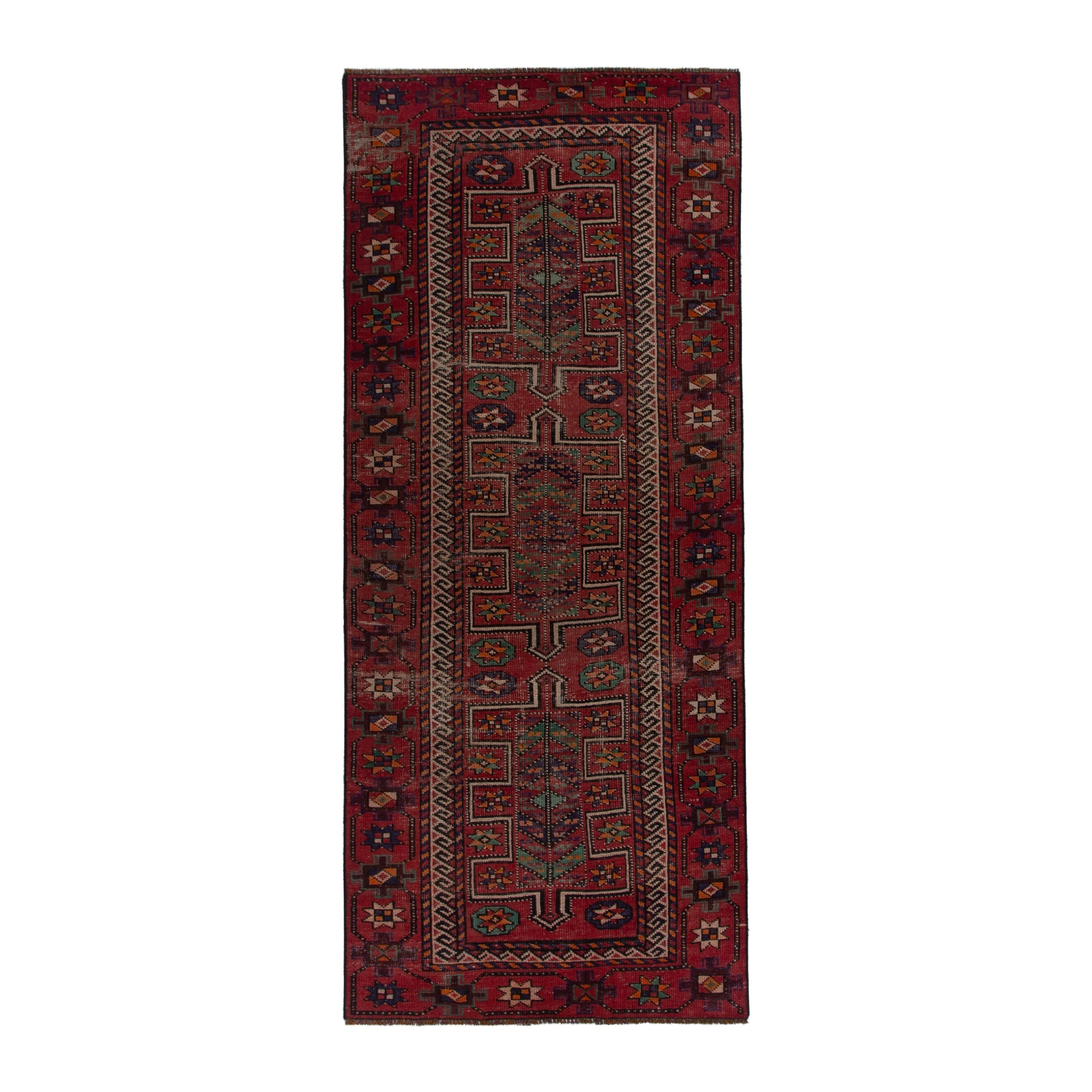 Persian Ghoochan runner rug in burgundy and deep red, 3'10" x 9'5"