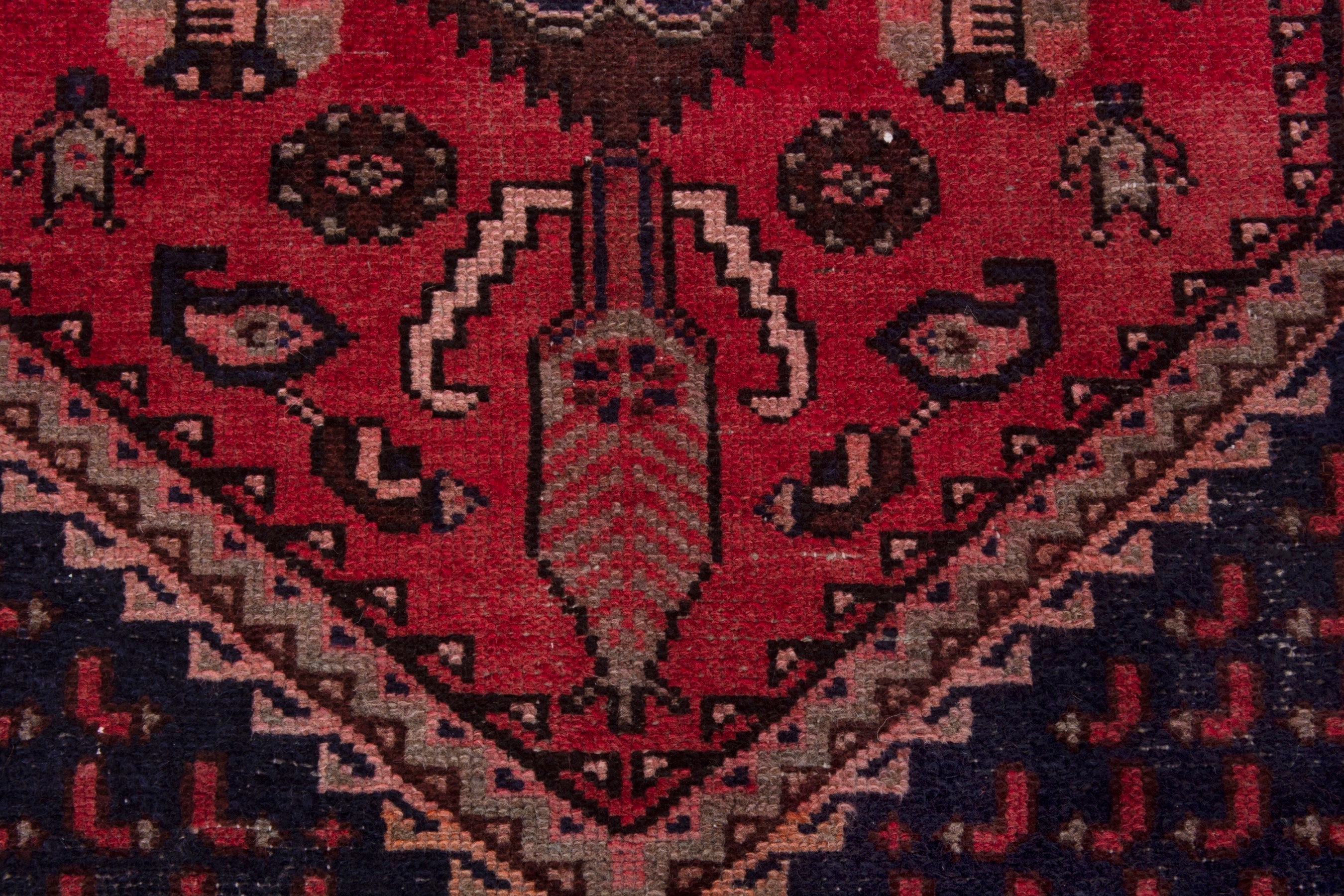 Persian Zanjan runner rug in deep red and burgundy, view 10 of 17