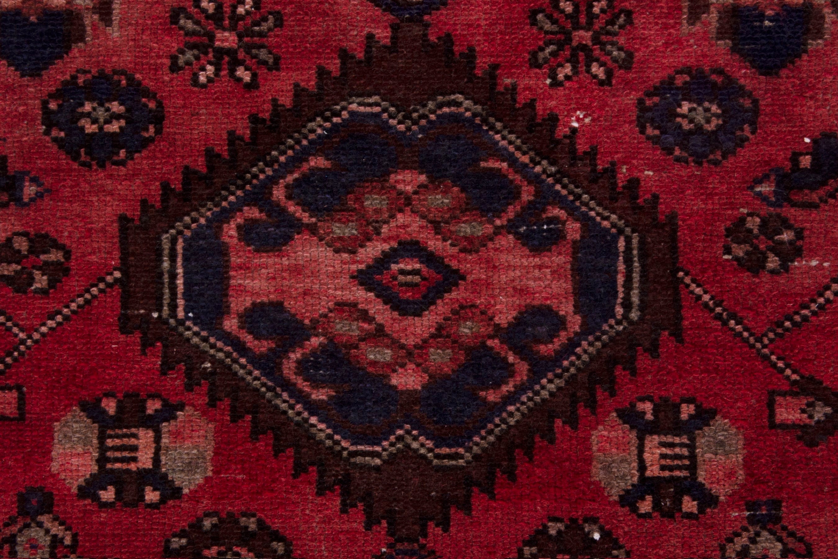 Persian Zanjan runner rug in deep red and burgundy, view 11 of 17