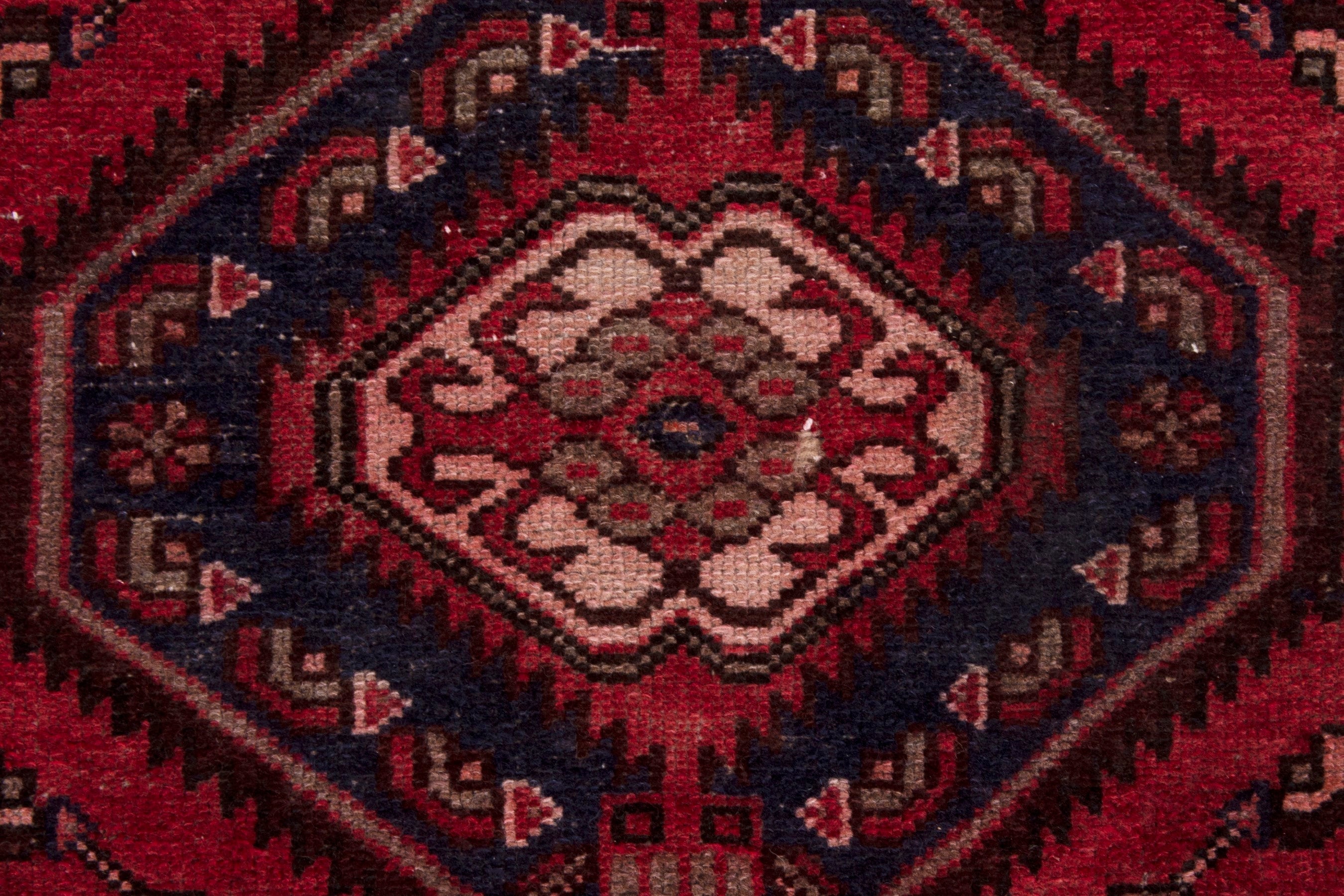 Persian Zanjan runner rug in deep red and burgundy, view 12 of 17