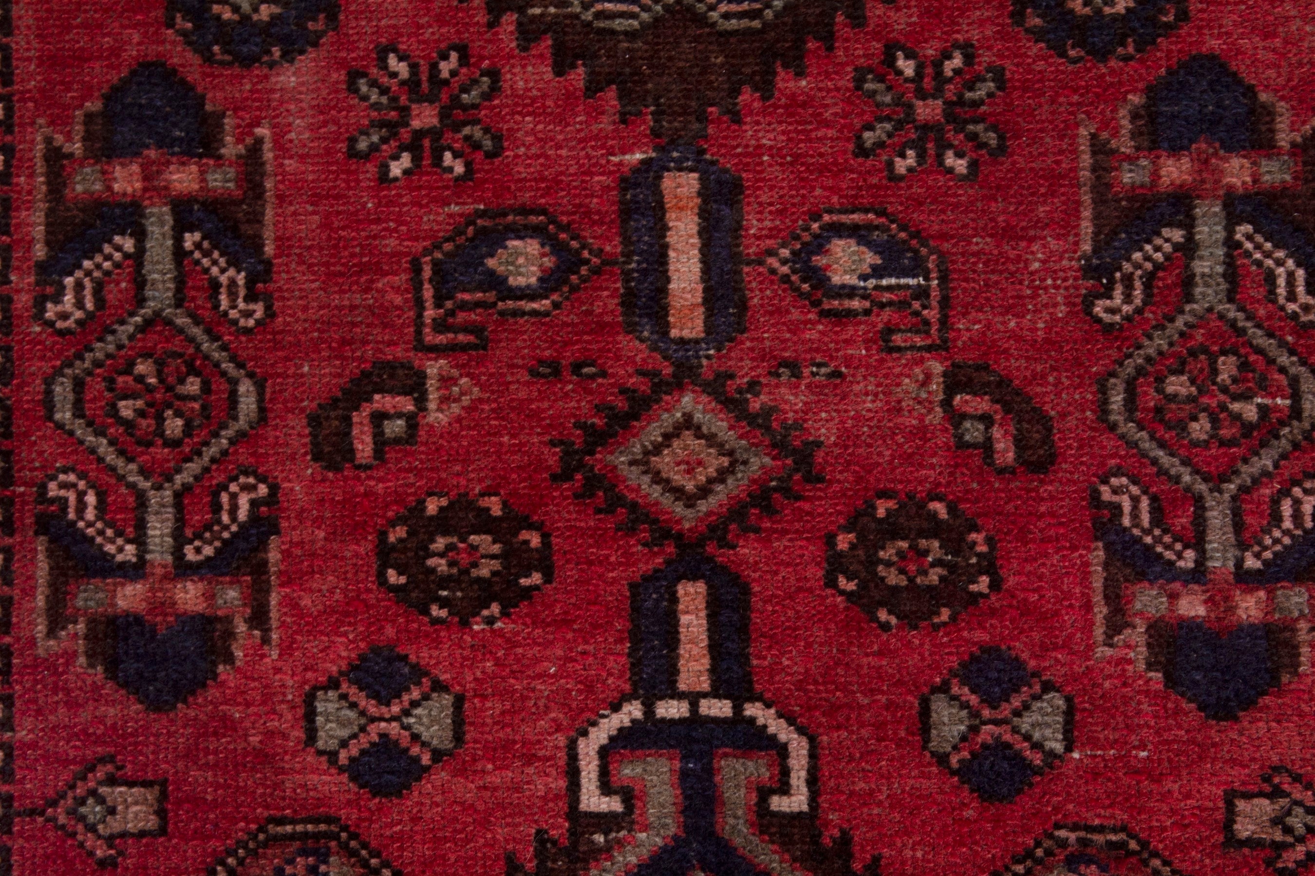Persian Zanjan runner rug in deep red and burgundy, view 13 of 17