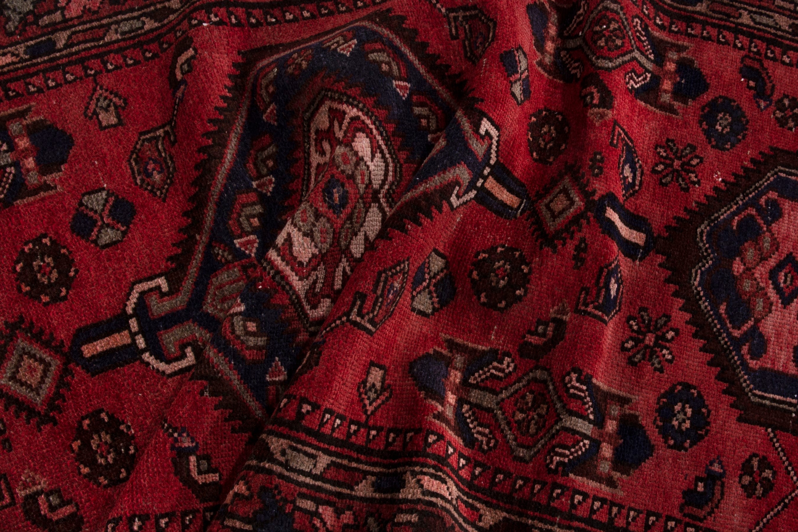 Persian Zanjan runner rug in deep red and burgundy, view 14 of 17