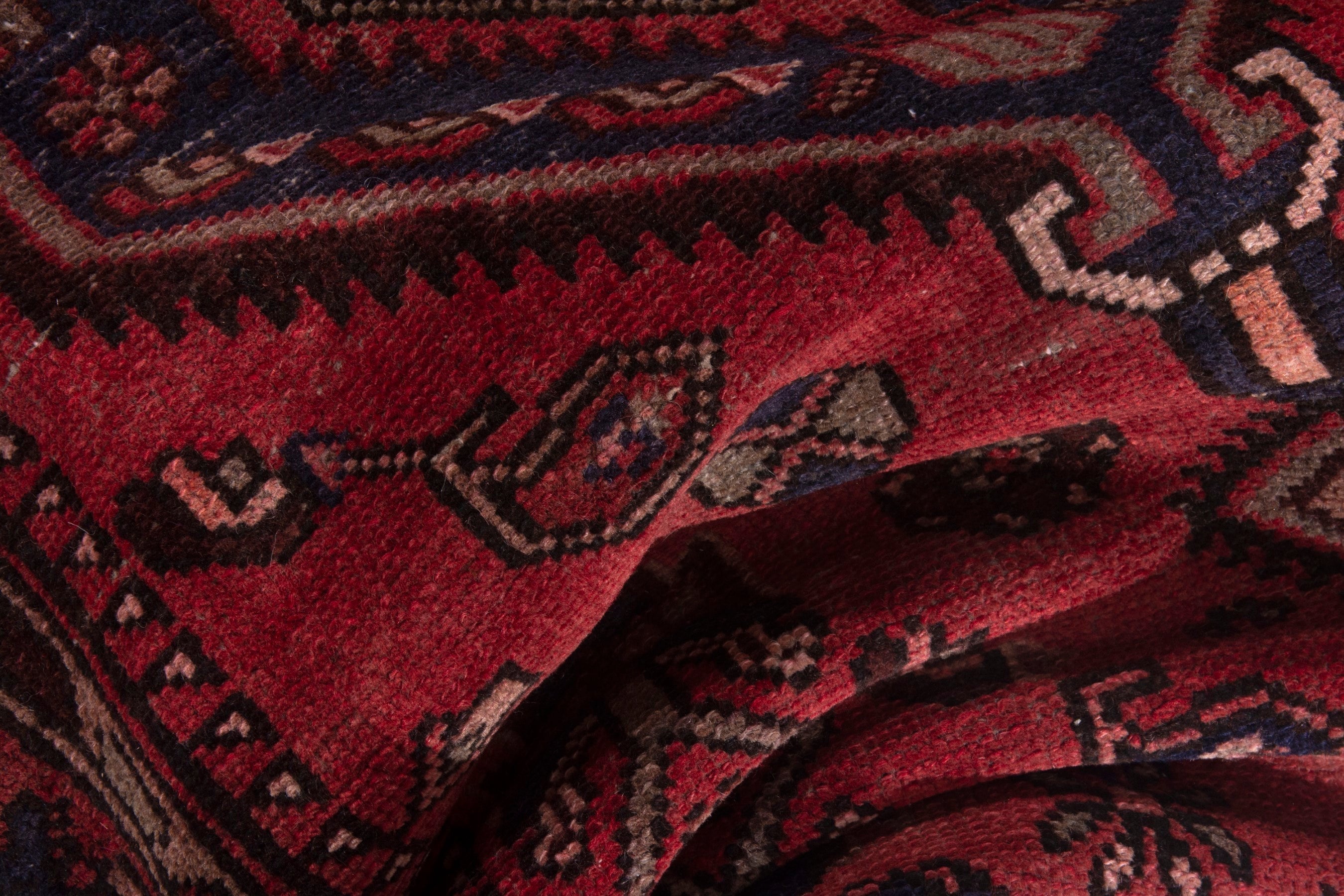 Persian Zanjan runner rug in deep red and burgundy, view 15 of 17
