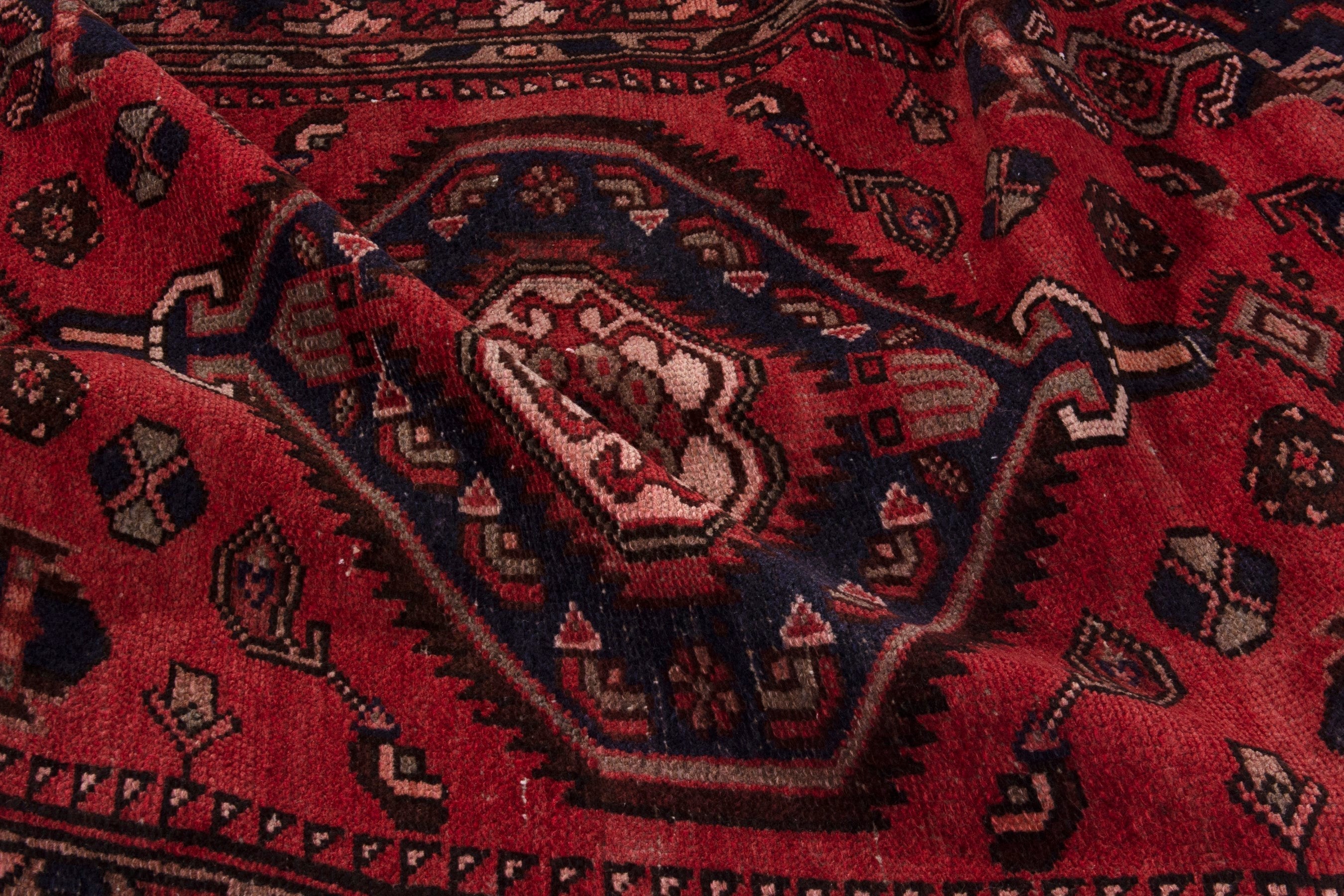 Persian Zanjan runner rug in deep red and burgundy, view 16 of 17