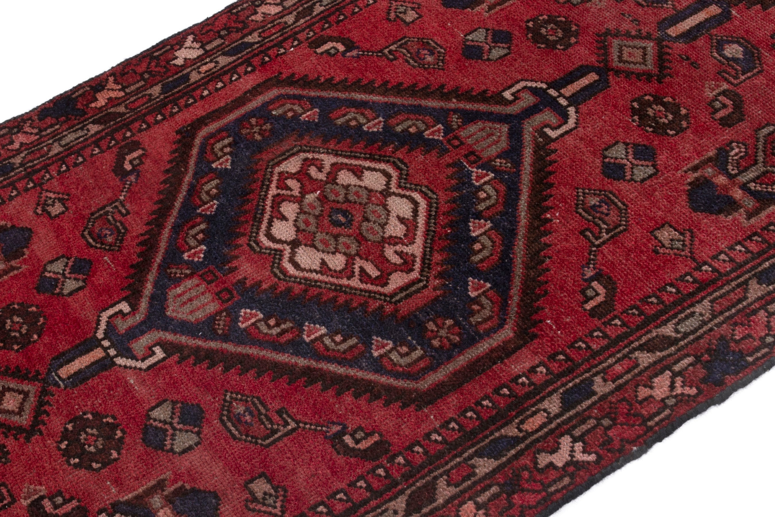 Persian Zanjan runner rug in deep red and burgundy, view 6 of 17
