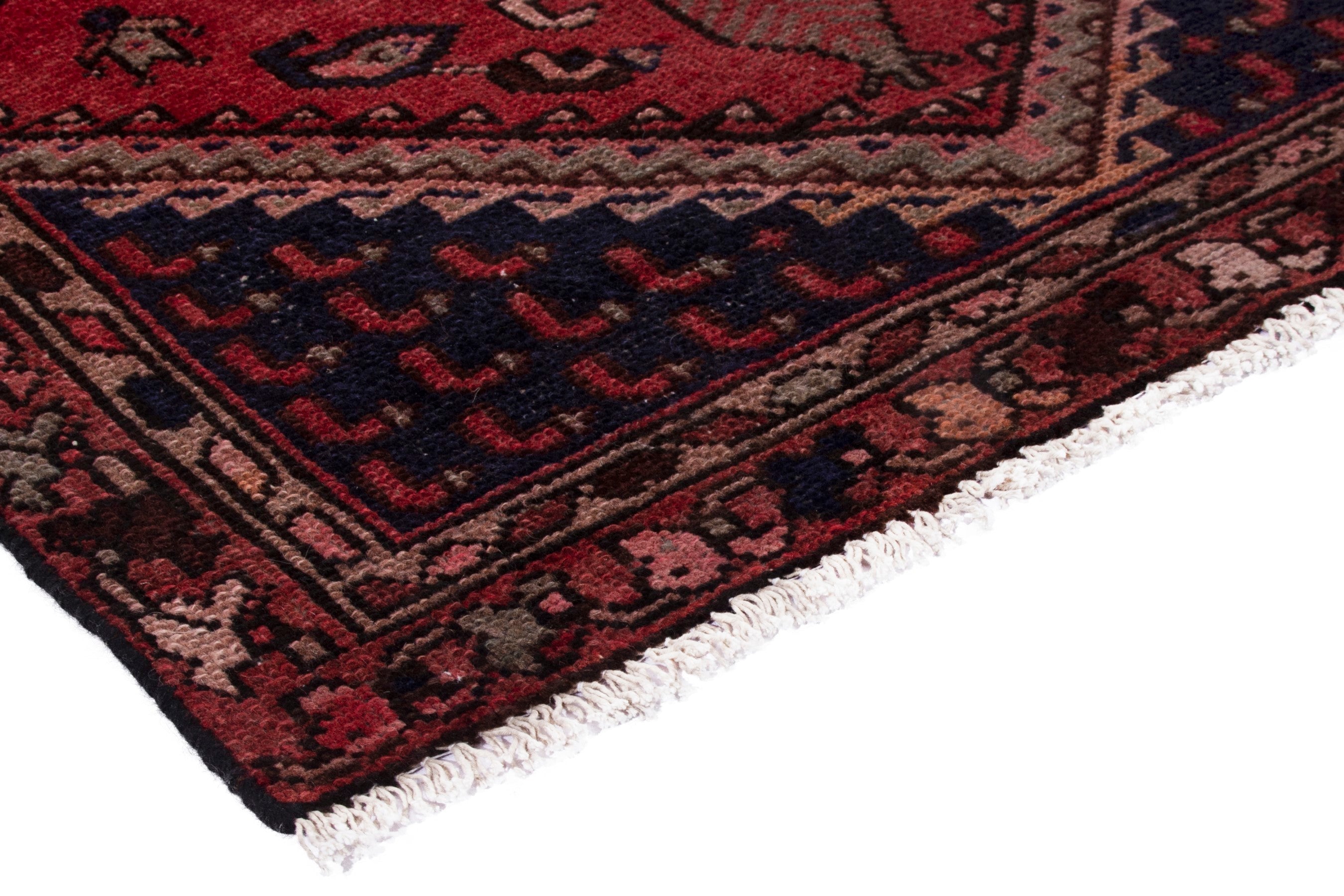 Persian Zanjan runner rug in deep red and burgundy, view 4 of 17