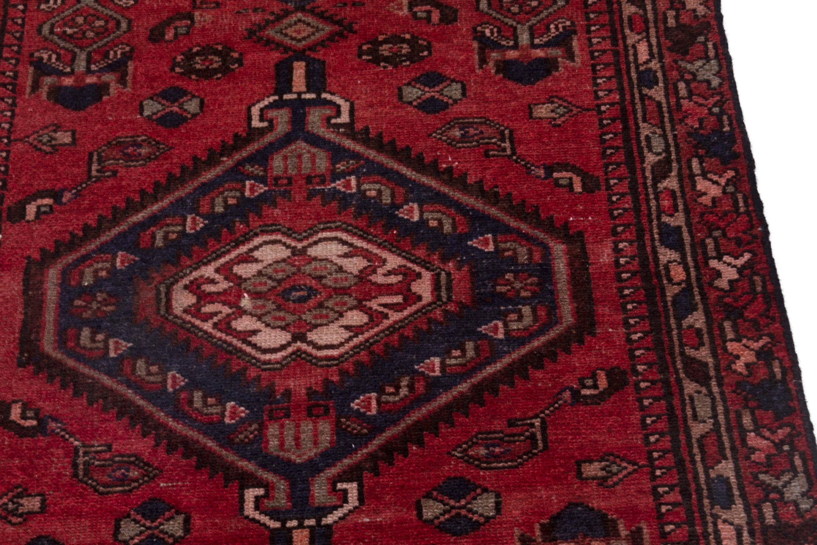 Persian Zanjan runner rug in deep red and burgundy, view 8 of 17