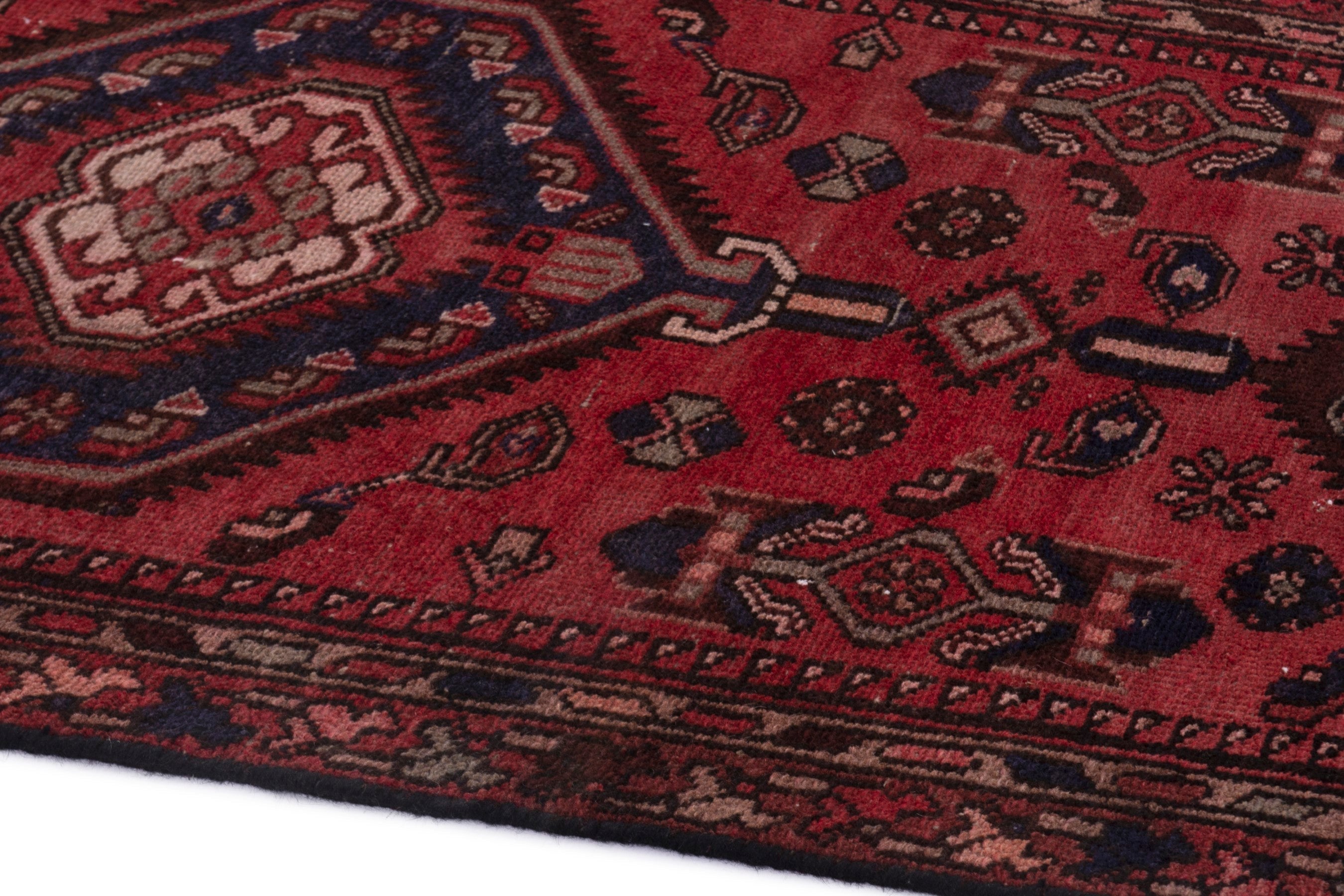 Persian Zanjan runner rug in deep red and burgundy, view 5 of 17