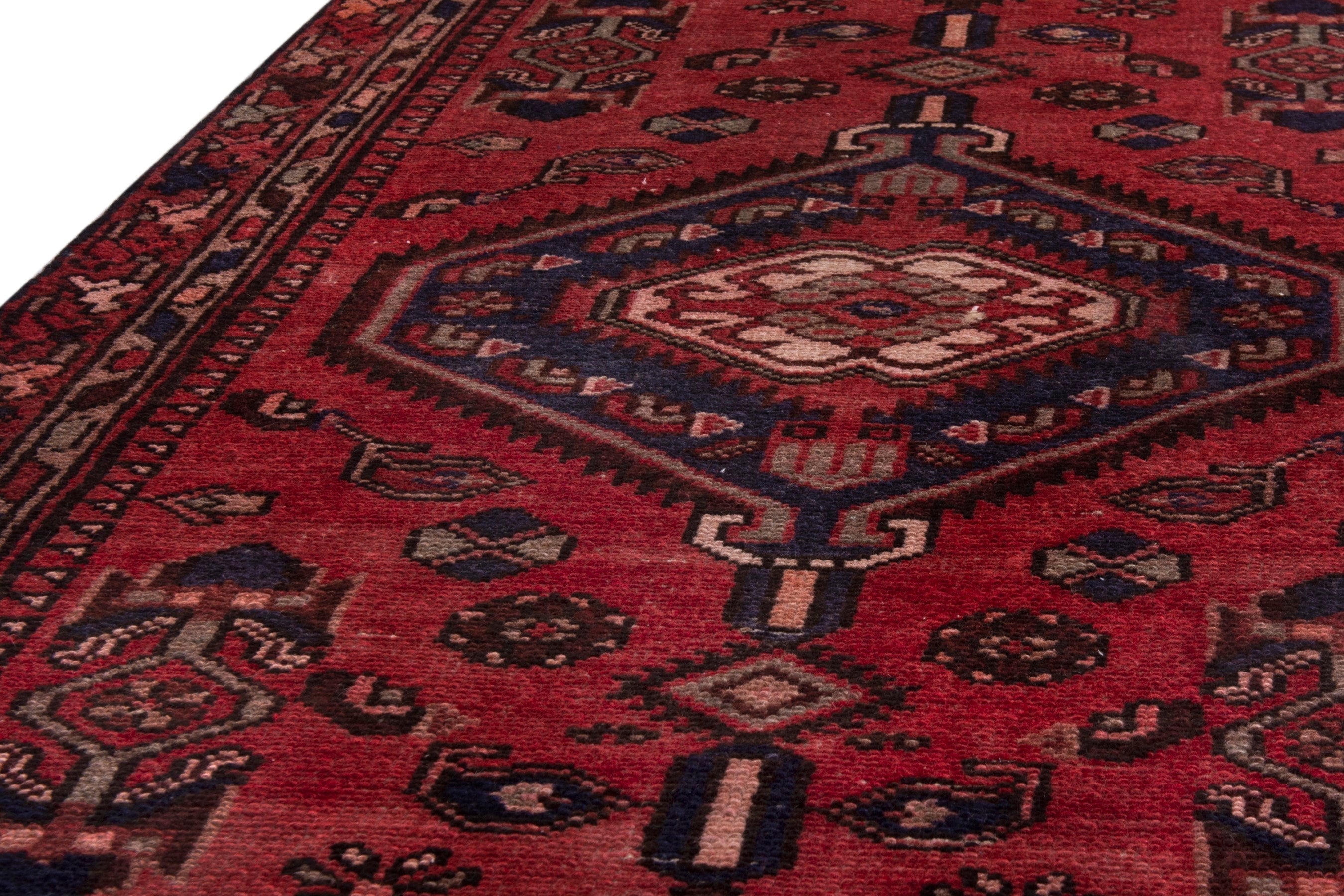 Persian Zanjan runner rug in deep red and burgundy, view 7 of 17
