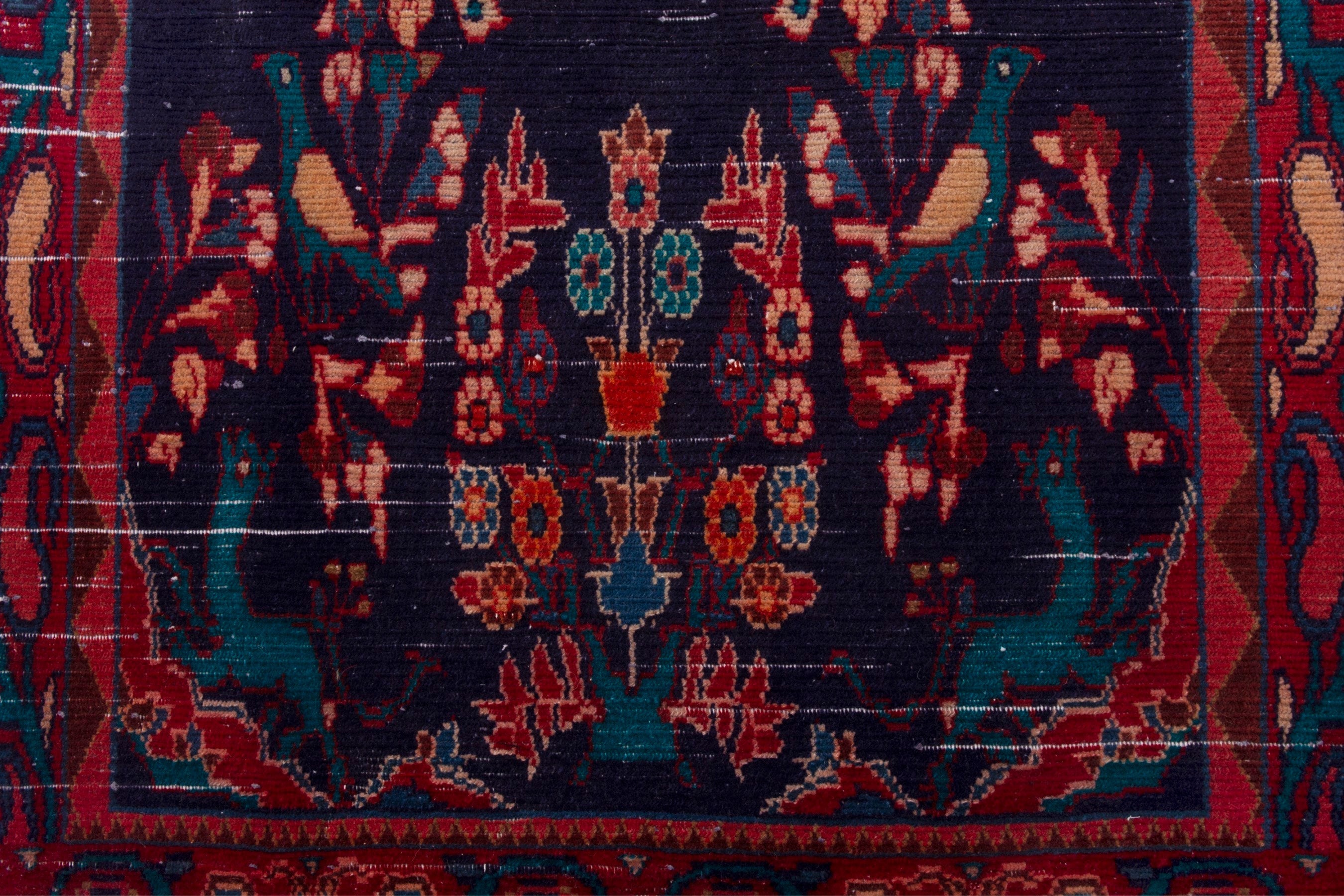 Persian Arak runner rug in navy and deep red, view 11 of 18
