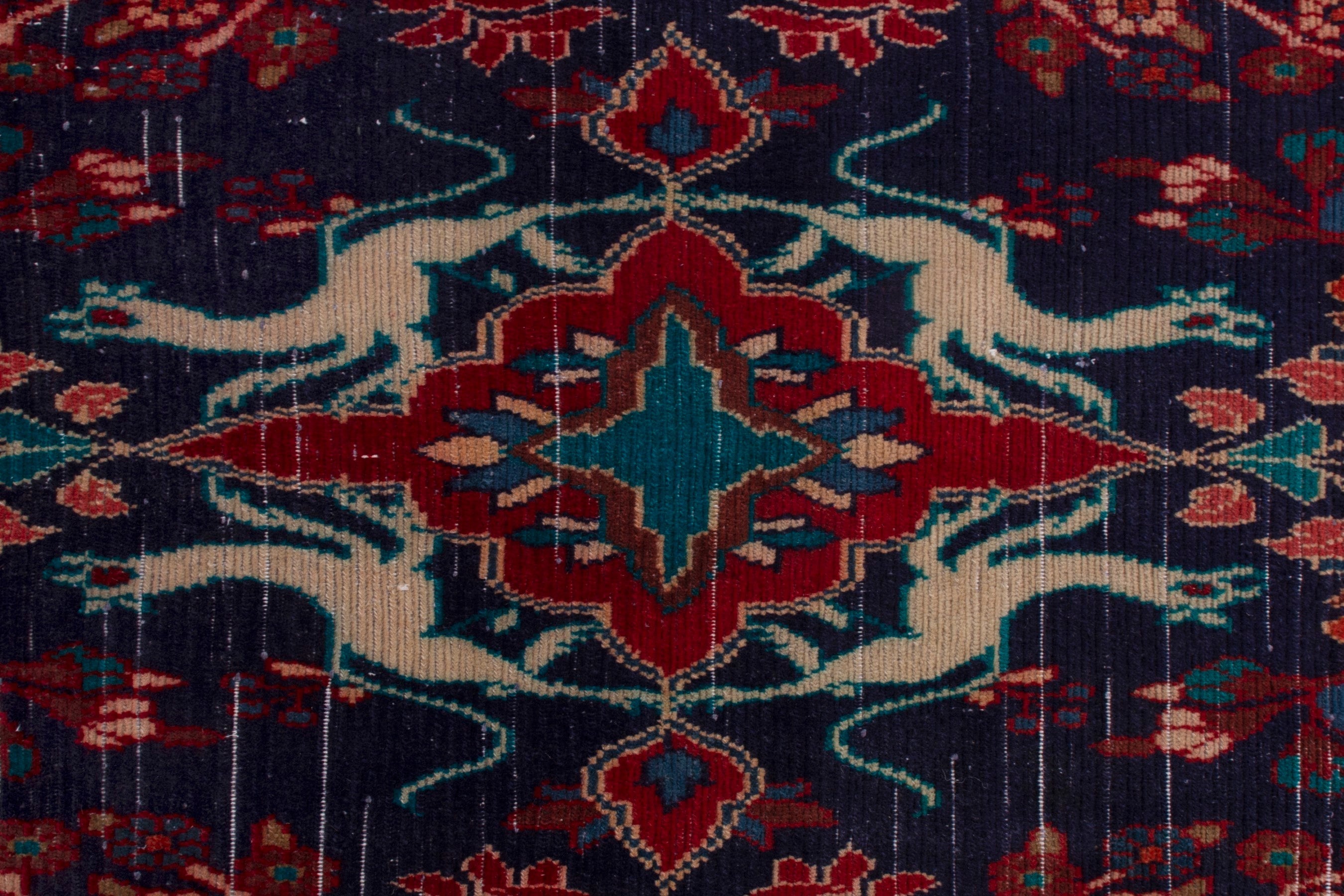 Persian Arak runner rug in navy and deep red, view 13 of 18