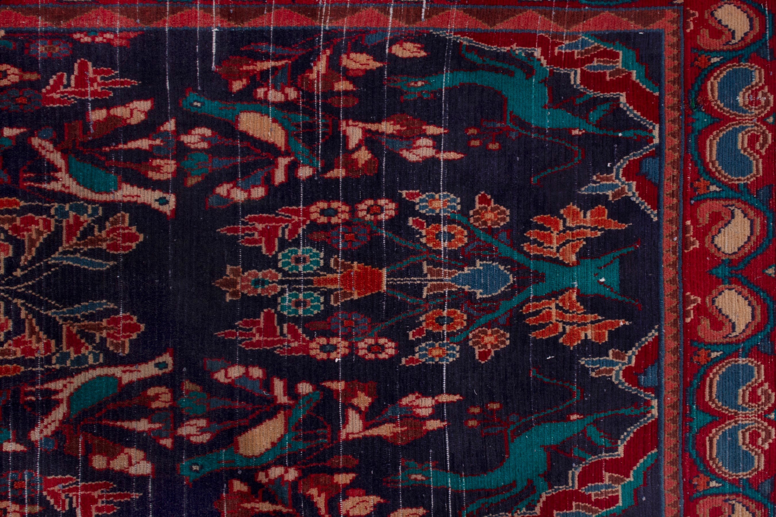Persian Arak runner rug in navy and deep red, view 14 of 18