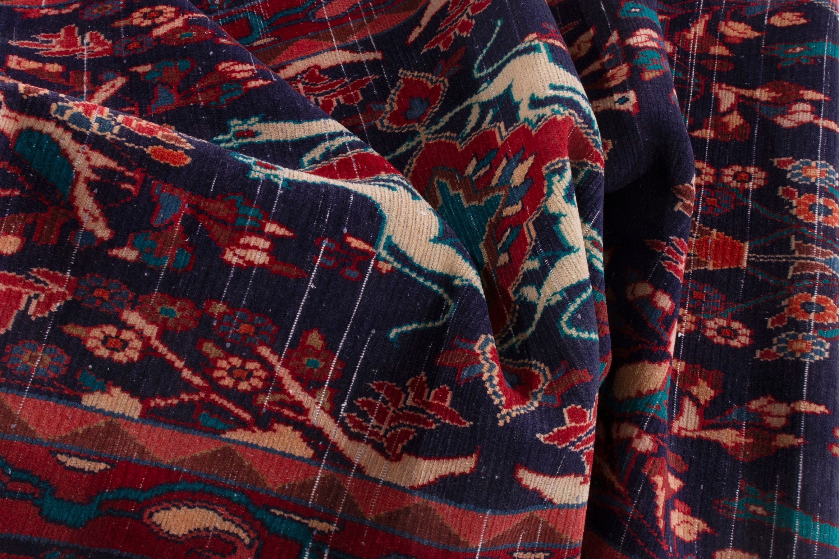 Persian Arak runner rug in navy and deep red, view 15 of 18